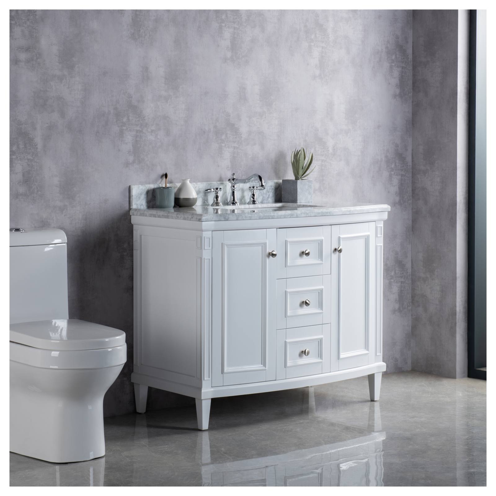 Montana Marble Top Medium Single Vanity, White