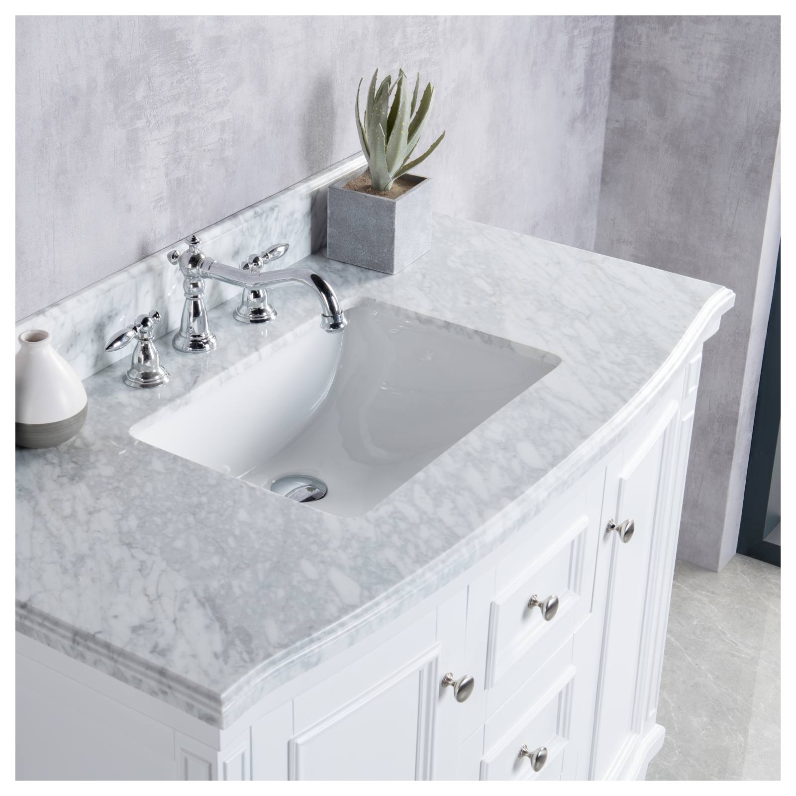 Montana Marble Top Medium Single Vanity, White