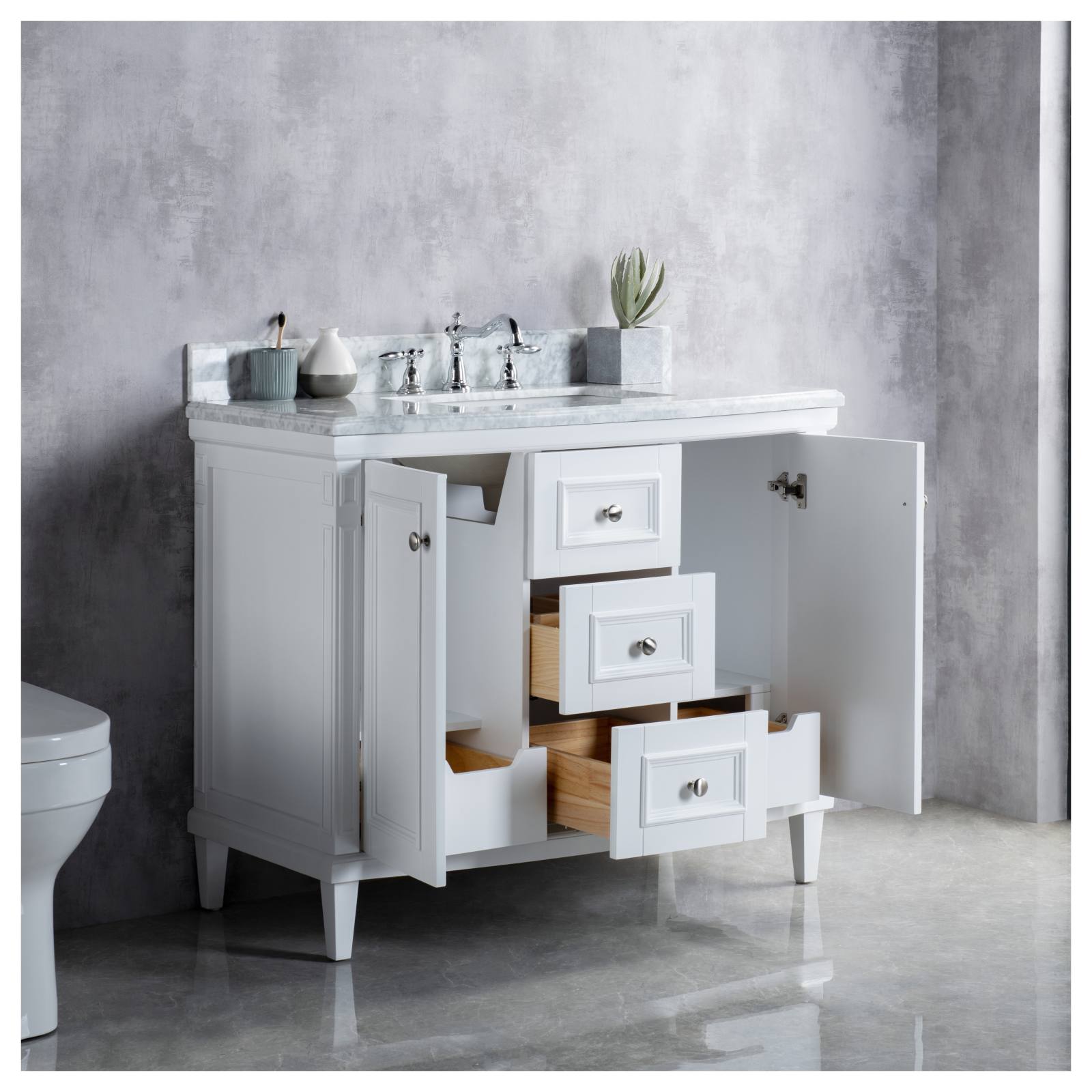 Montana Marble Top Medium Single Vanity, White