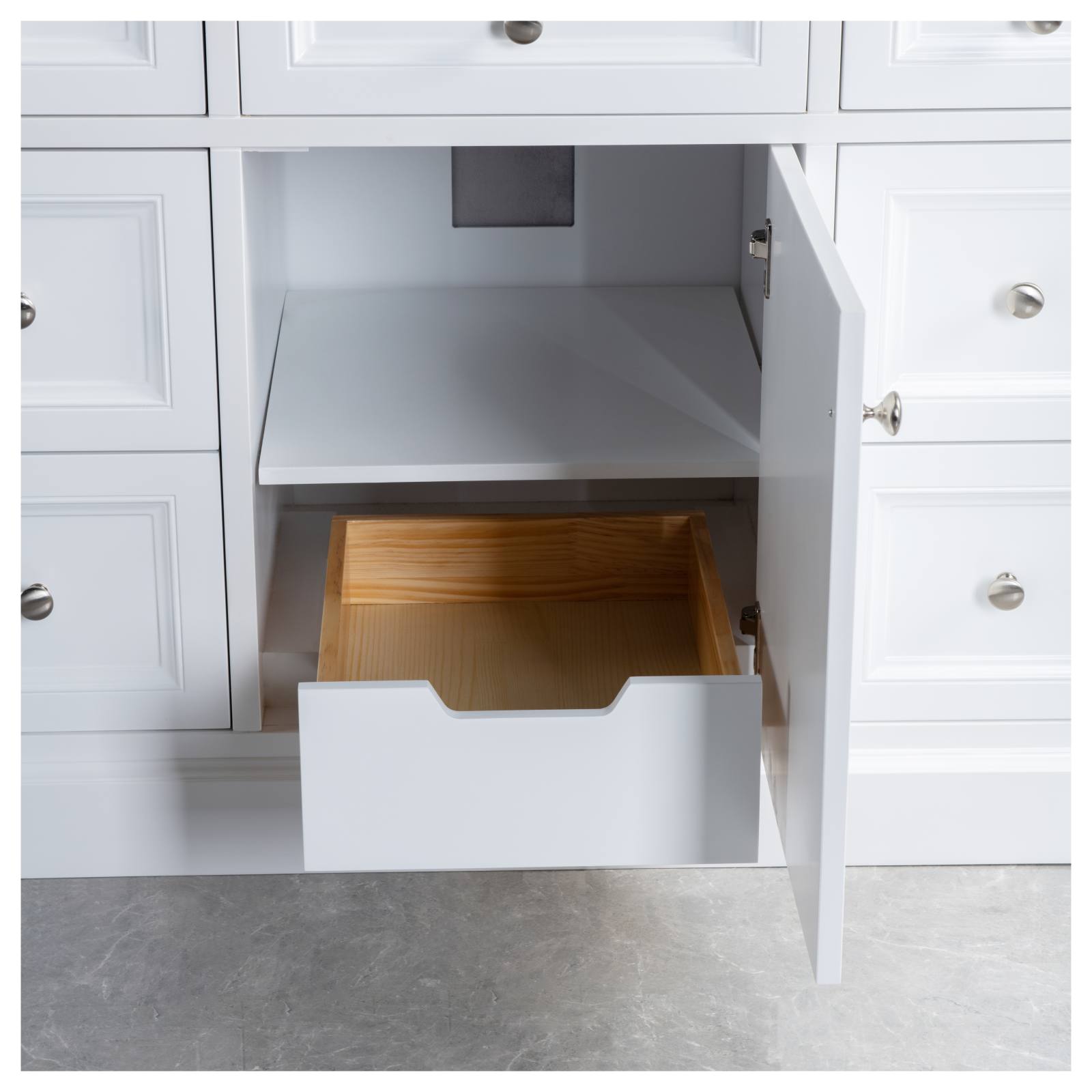 OC Classique 1250mm Marble Top Single White Freestanding Vanity