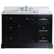 OC Classique 1250mm Marble Top Single Black Freestanding Vanity