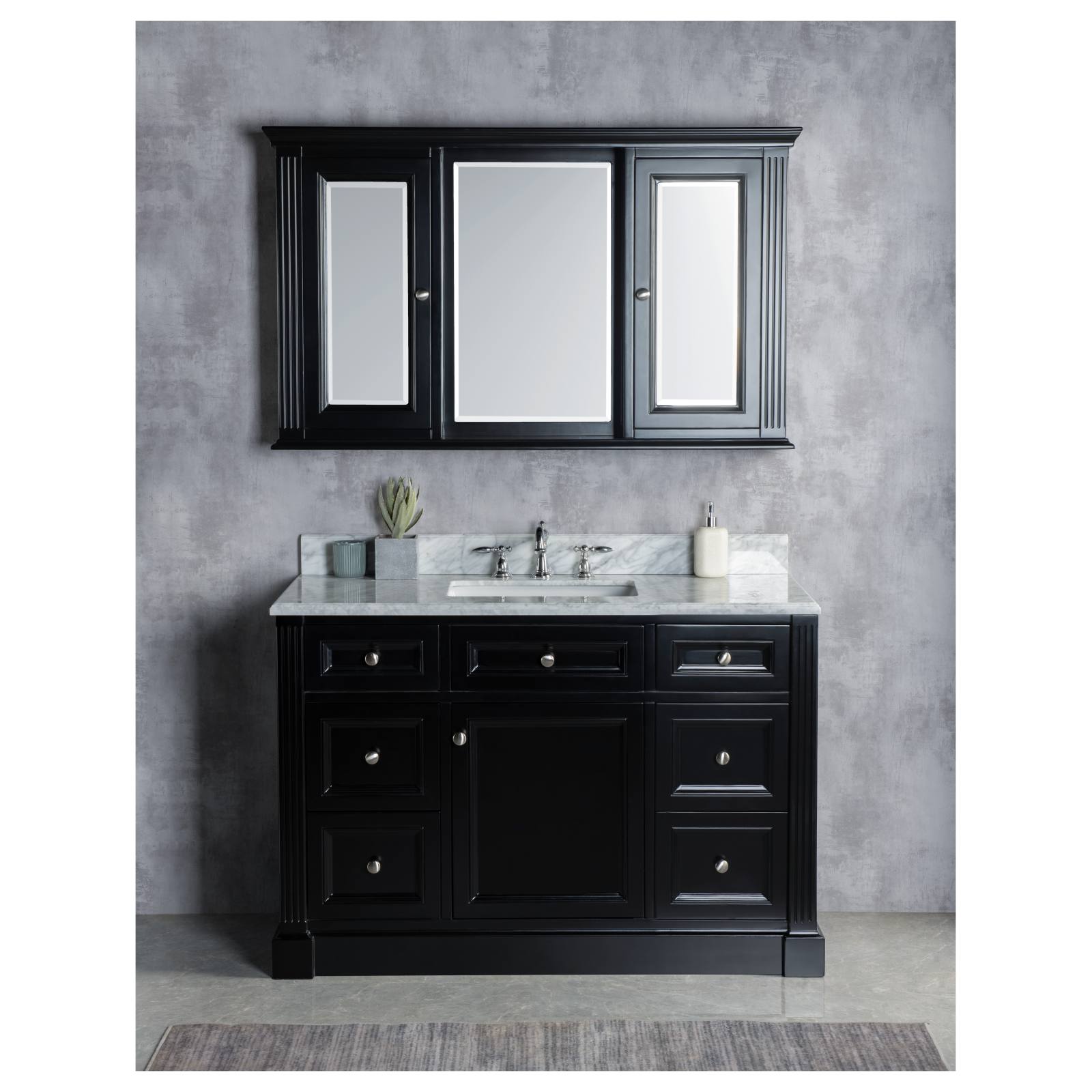 OC Classique 1250mm Black Mirror Cabinet