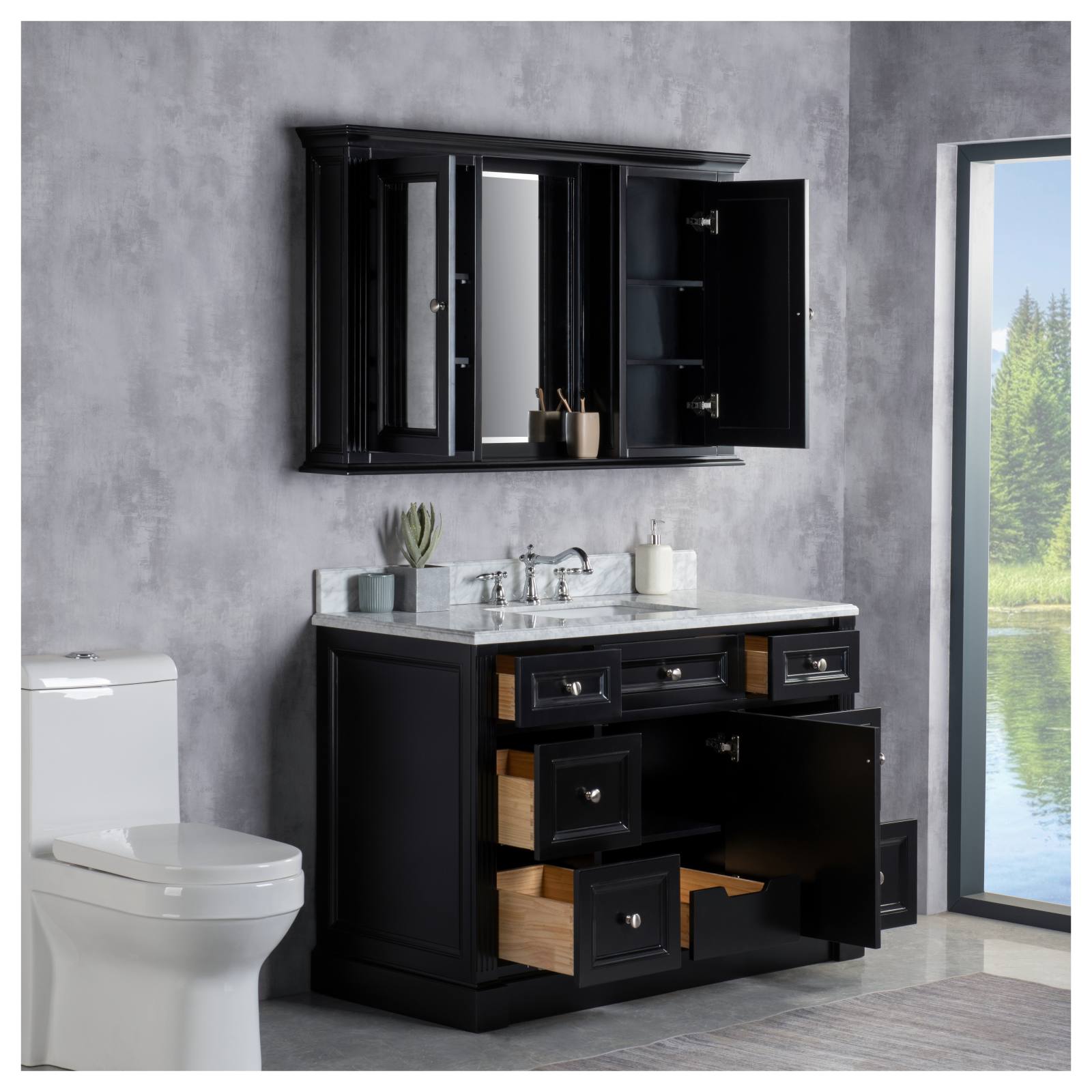 OC Classique 1250mm Black Mirror Cabinet