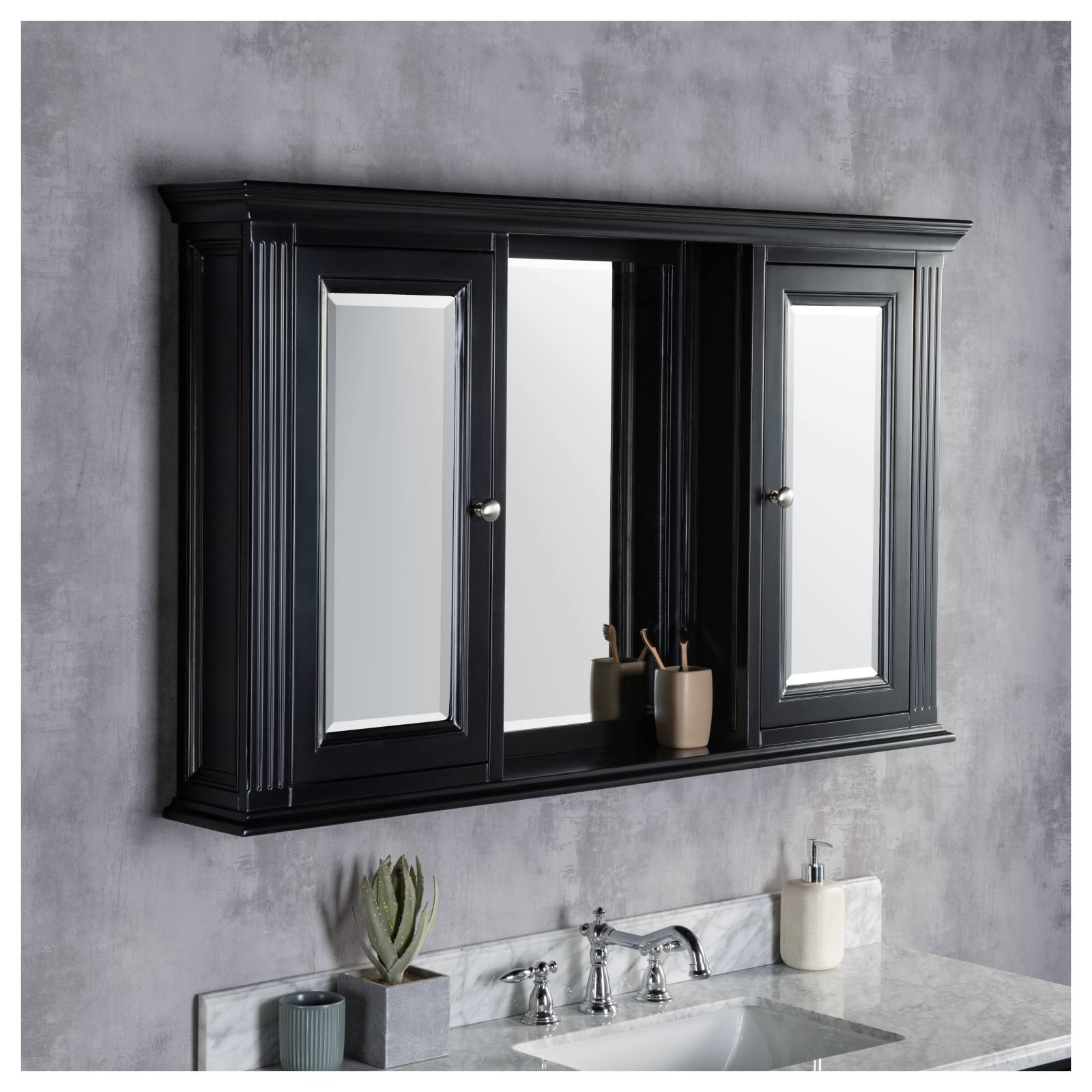 OC Classique 1250mm Black Mirror Cabinet