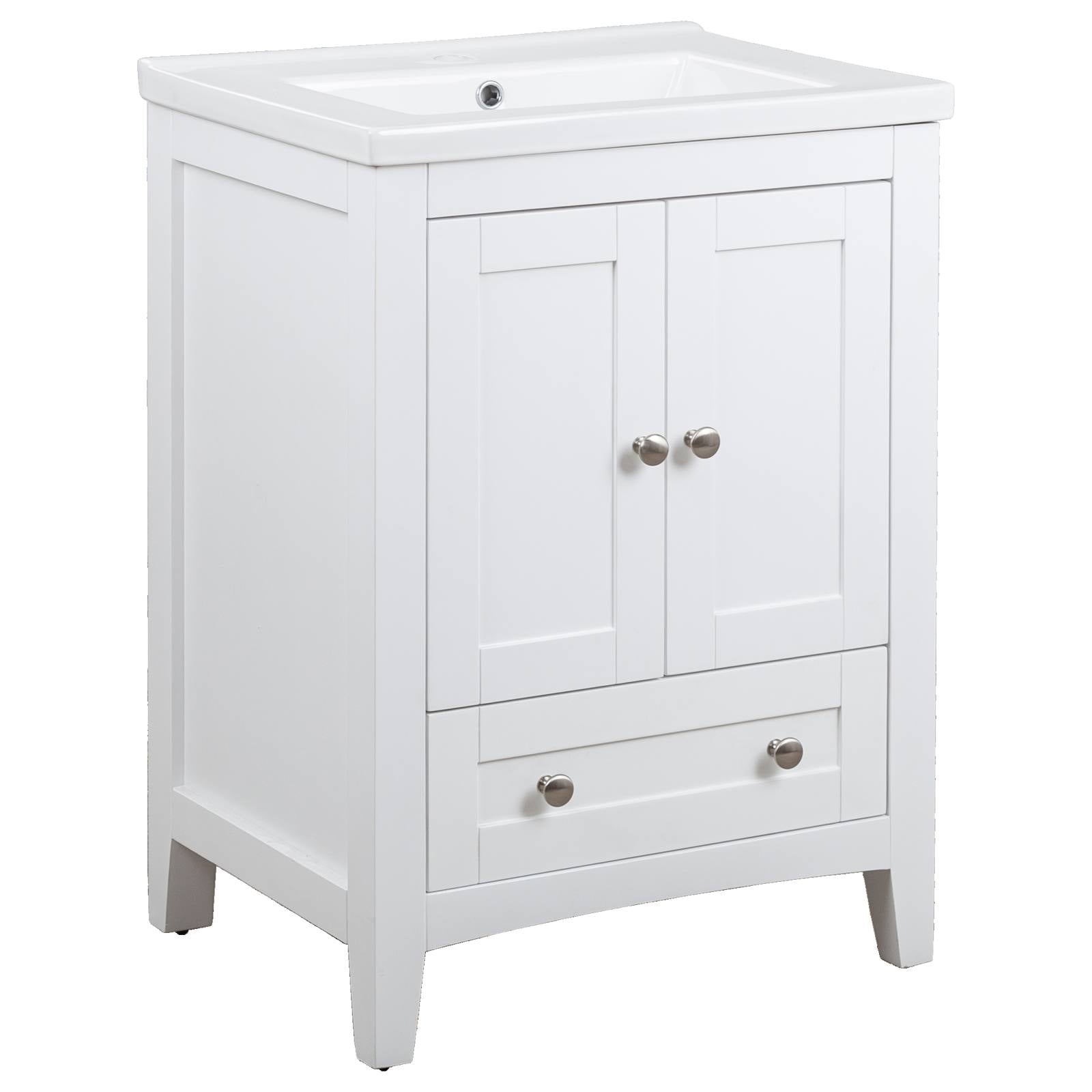 Foxton Single Vanity, White & White Basin