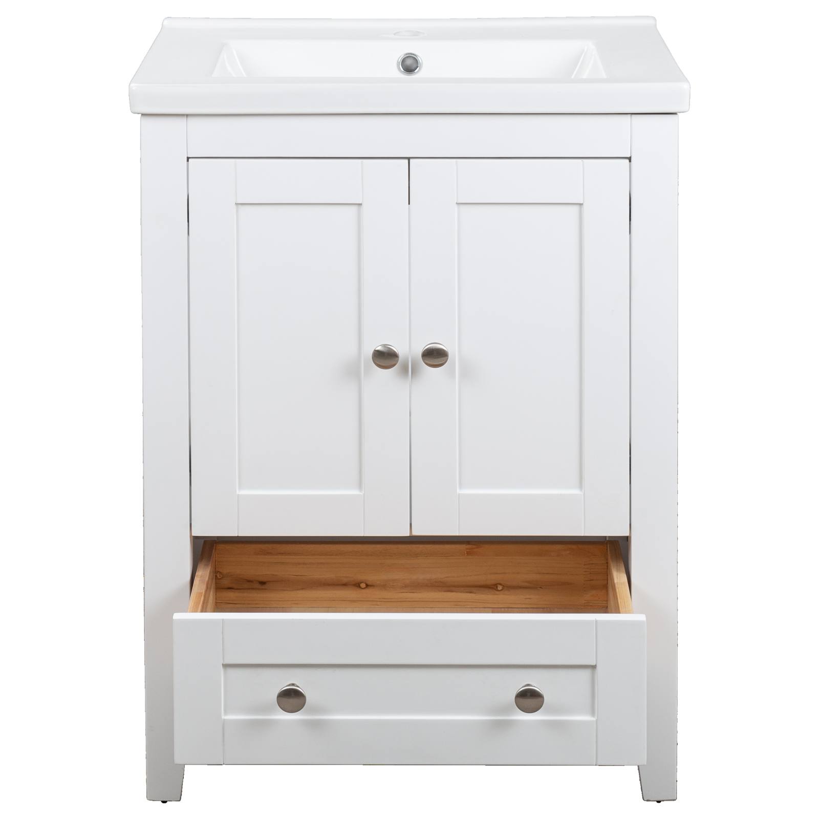 Foxton Single Vanity, White & White Basin