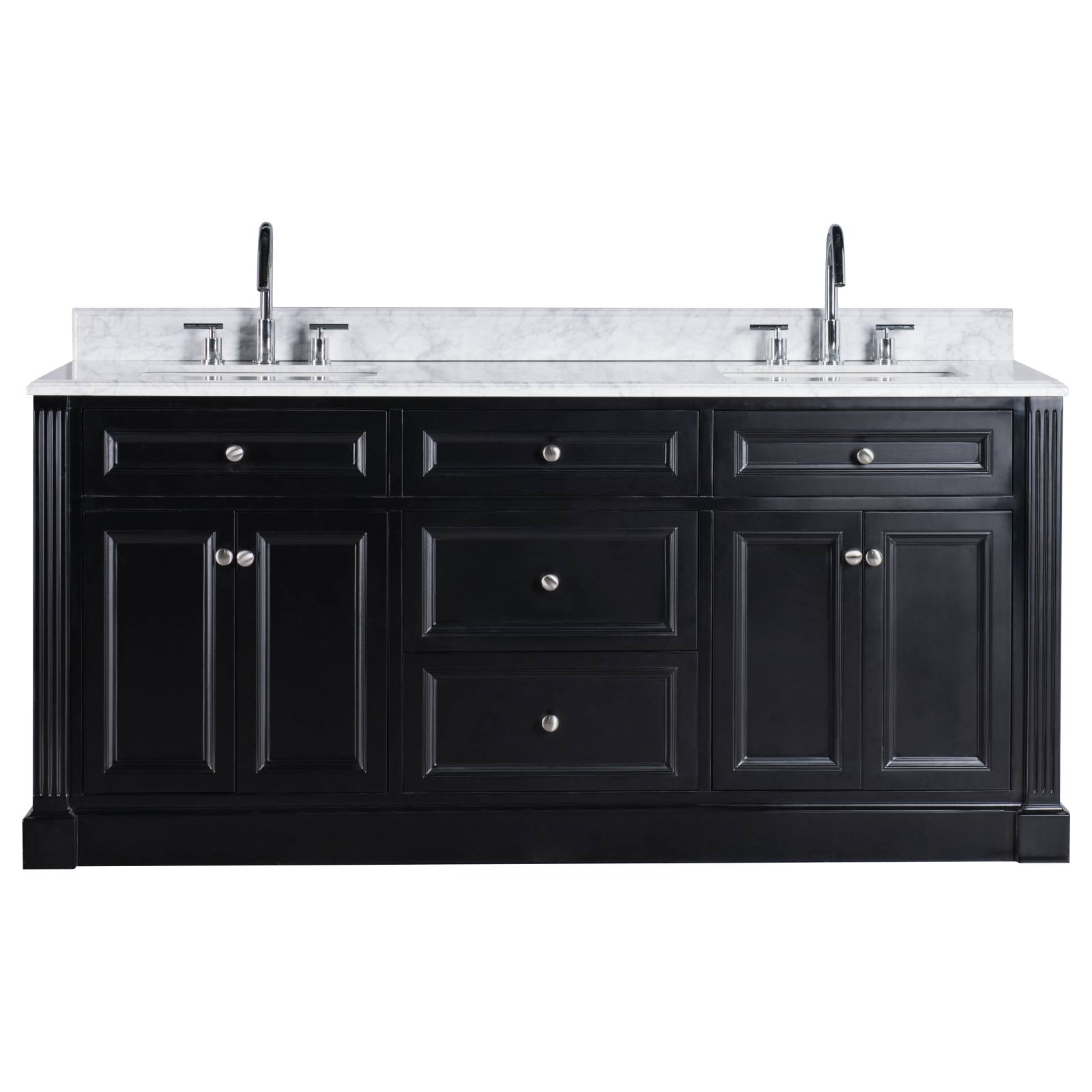 OC Classique 1800mm Marble Top Double Black Freestanding Vanity