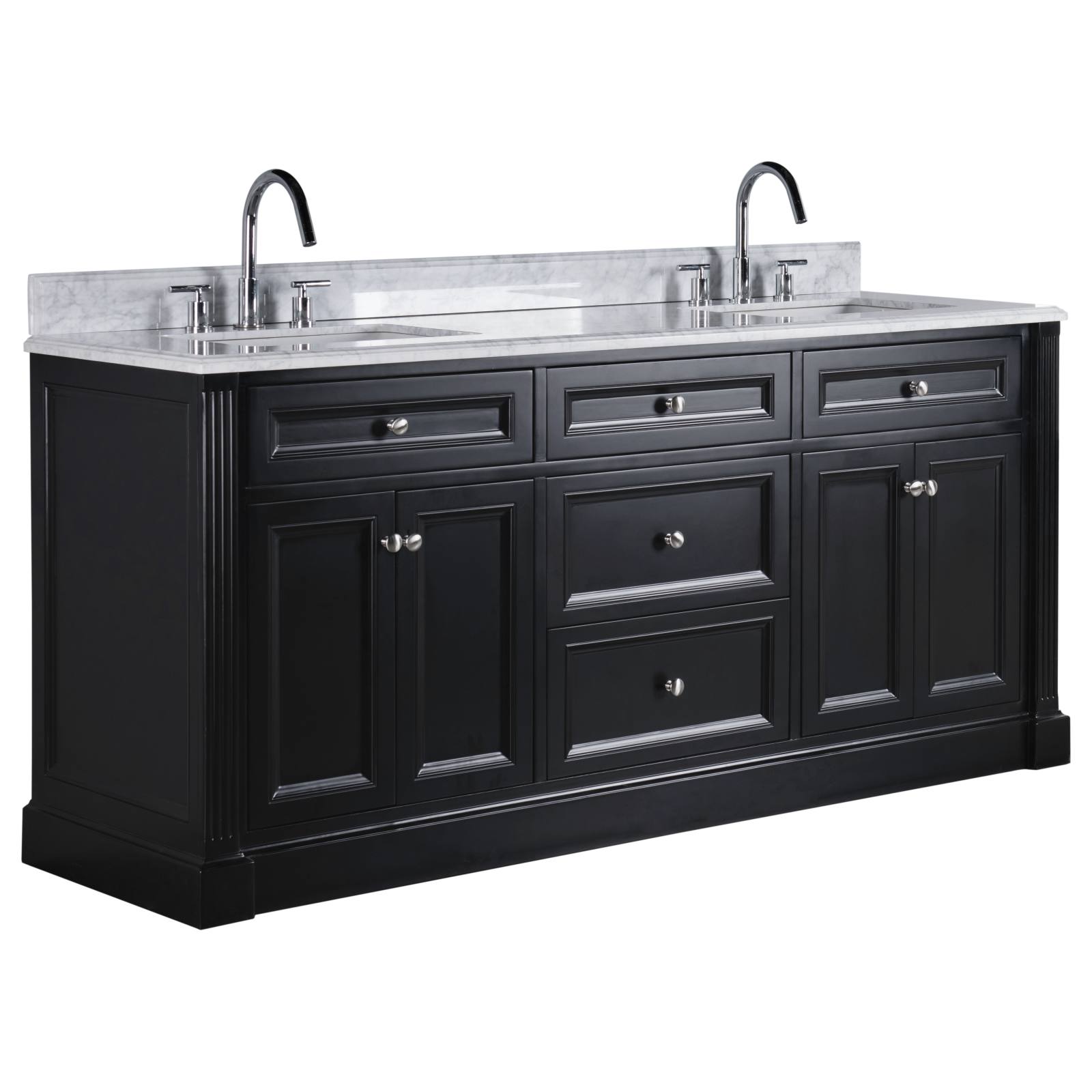 OC Classique 1800mm Marble Top Double Black Freestanding Vanity