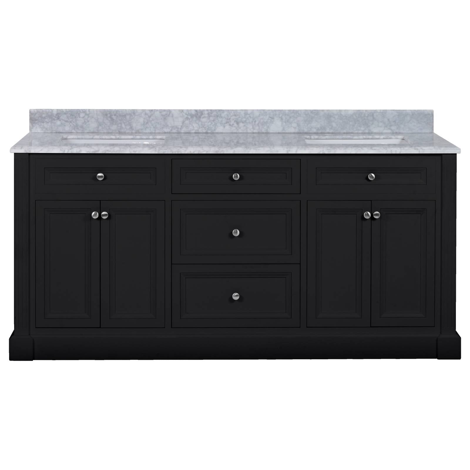 OC Classique 1800mm Marble Top Double Black Freestanding Vanity