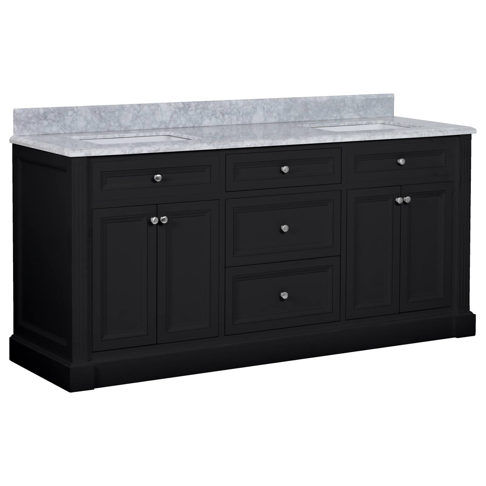 OC Classique 1800mm Marble Top Double Black Freestanding Vanity