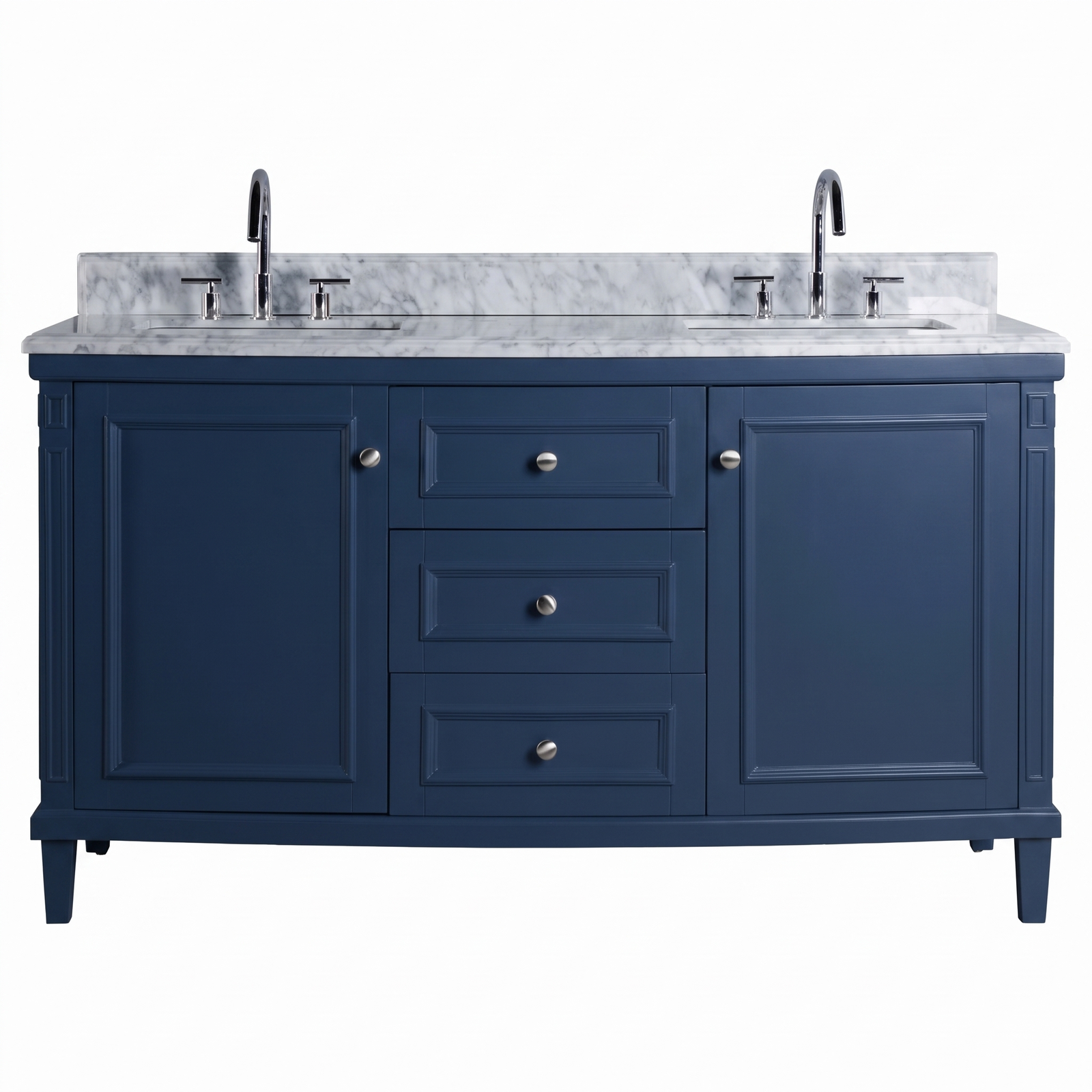 Montana 152cm Marble Top Double Vanity, Navy Blue