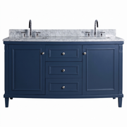Montana 152cm Marble Top Double Vanity, Navy Blue