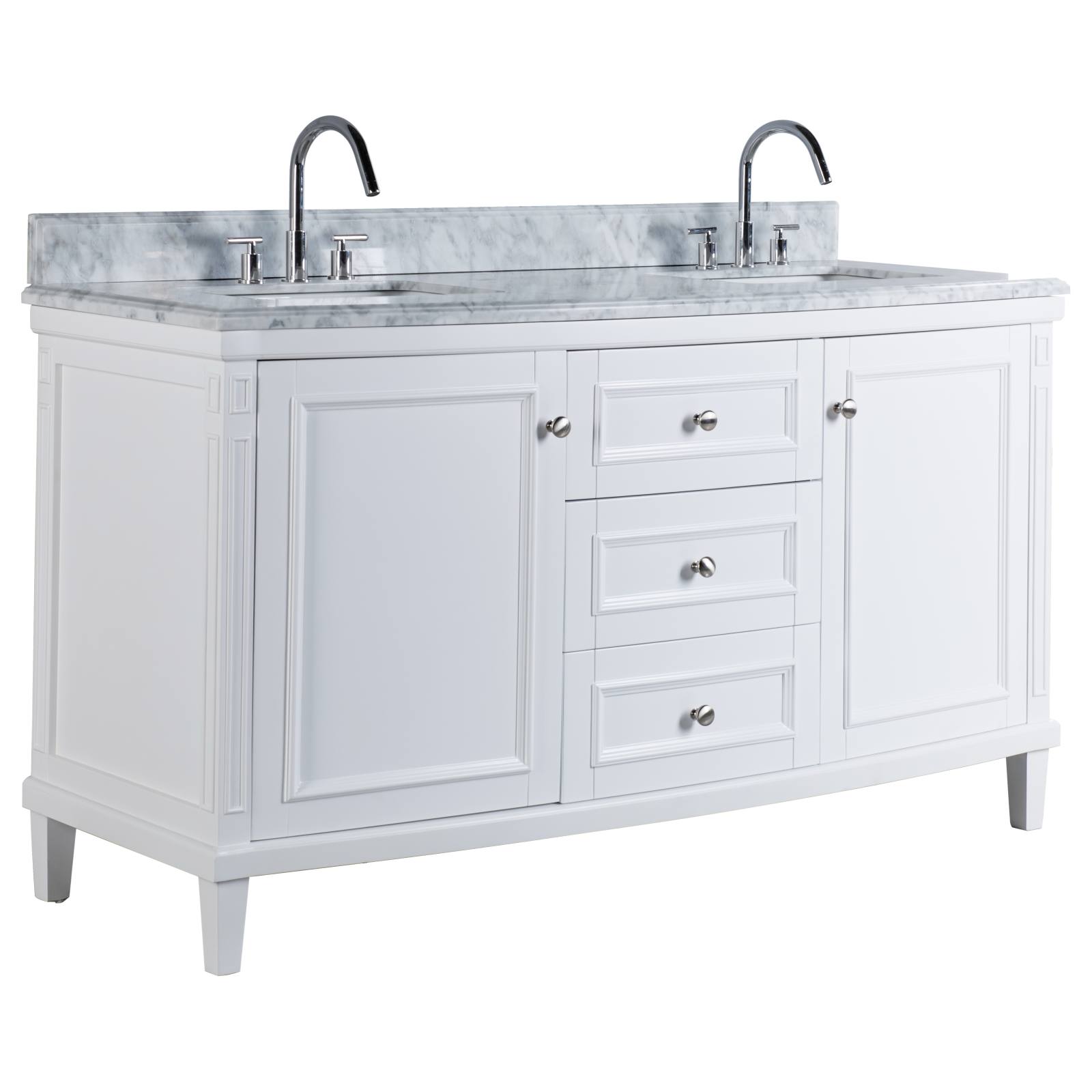 Montana Marble Top 3TH Double Vanity, White