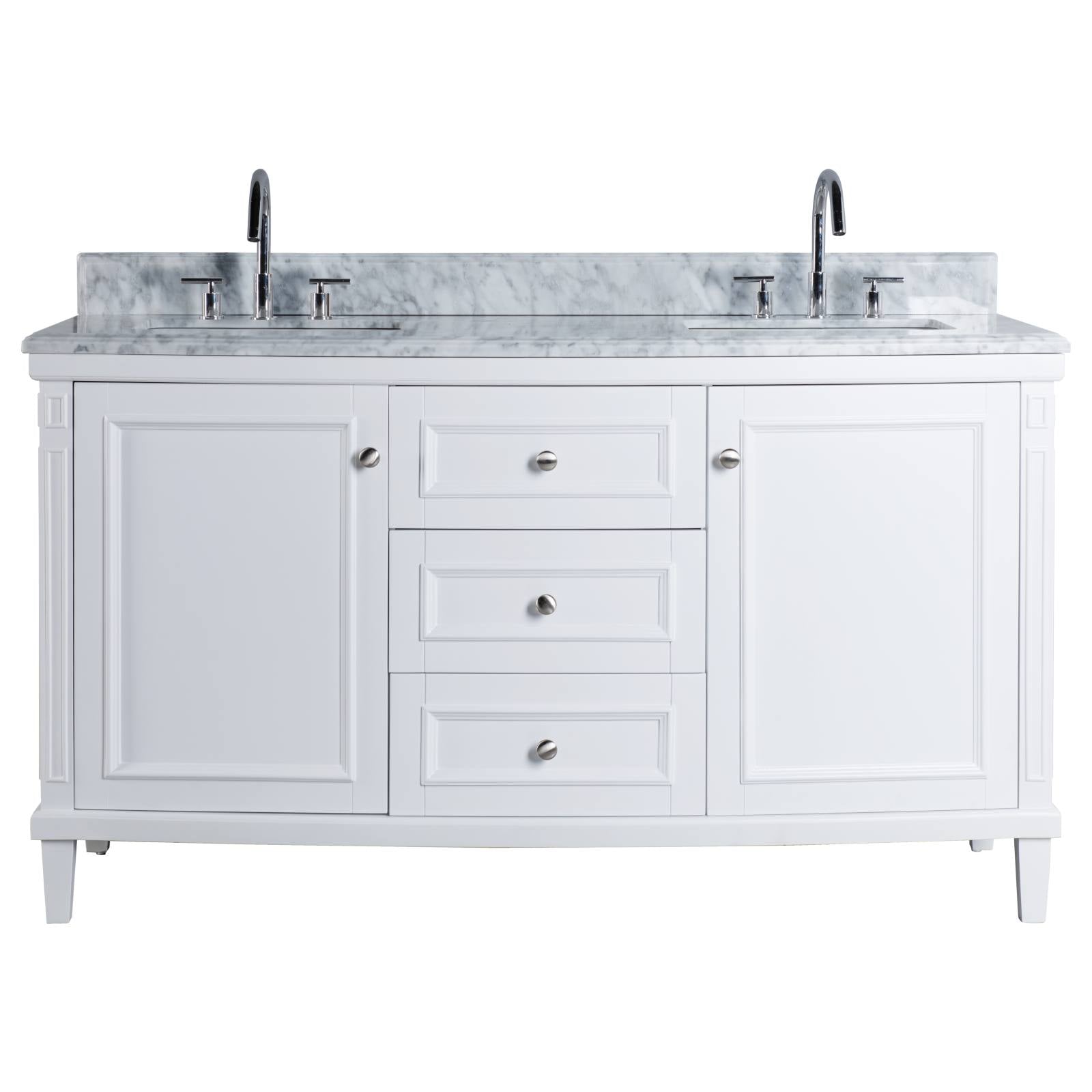 Montana Marble Top 3TH Double Vanity, White