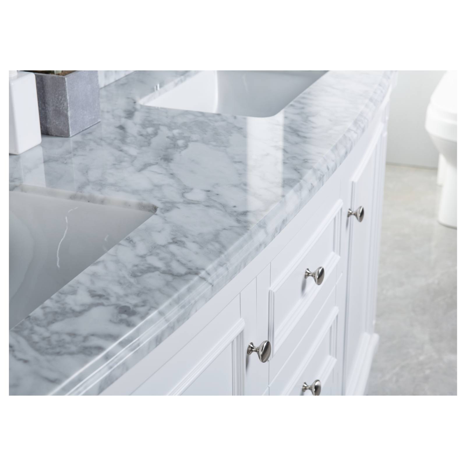 Montana Marble Top 3TH Double Vanity, White