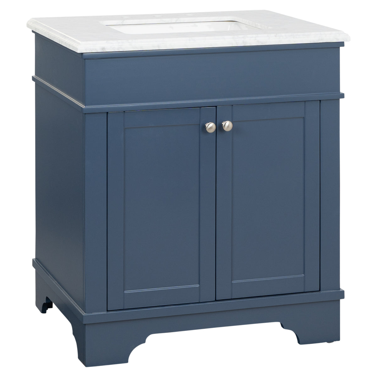 Fremont Small Marble Top Single Vanity, Navy Blue