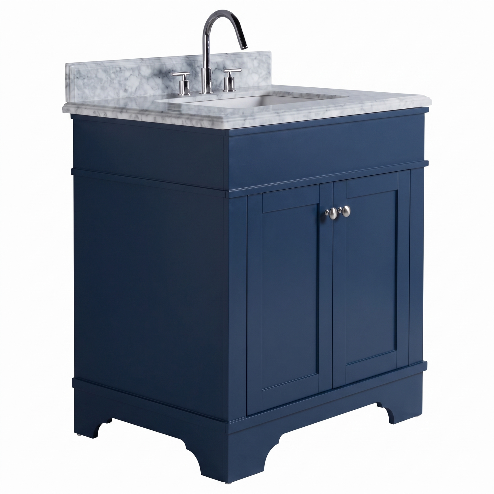 Fremont Small Marble Top Single Vanity, Navy Blue