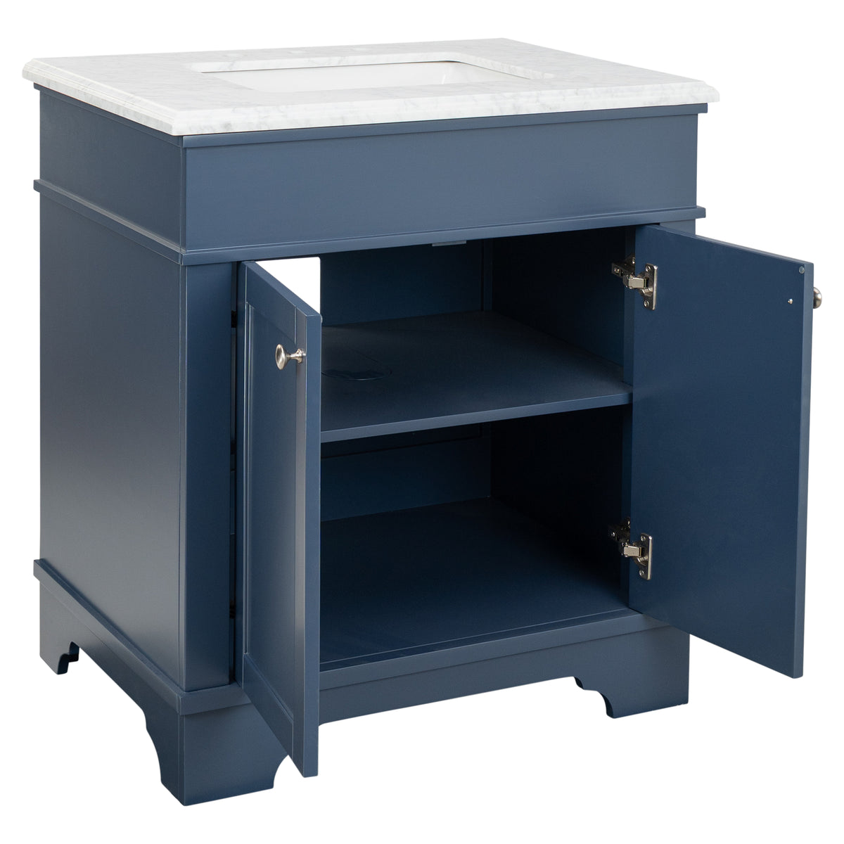 Fremont Small Marble Top Single Vanity, Navy Blue