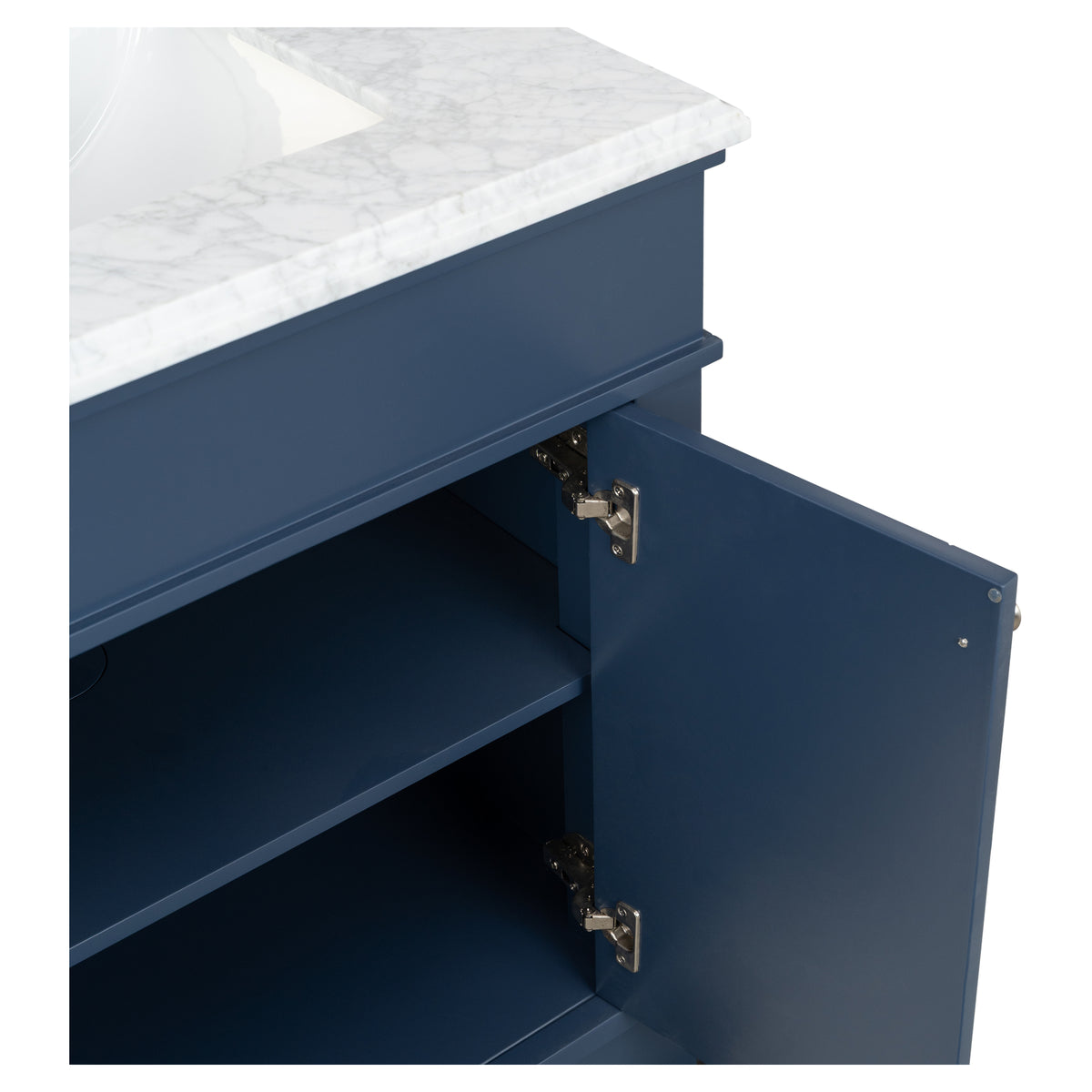 Fremont Small Marble Top Single Vanity, Navy Blue