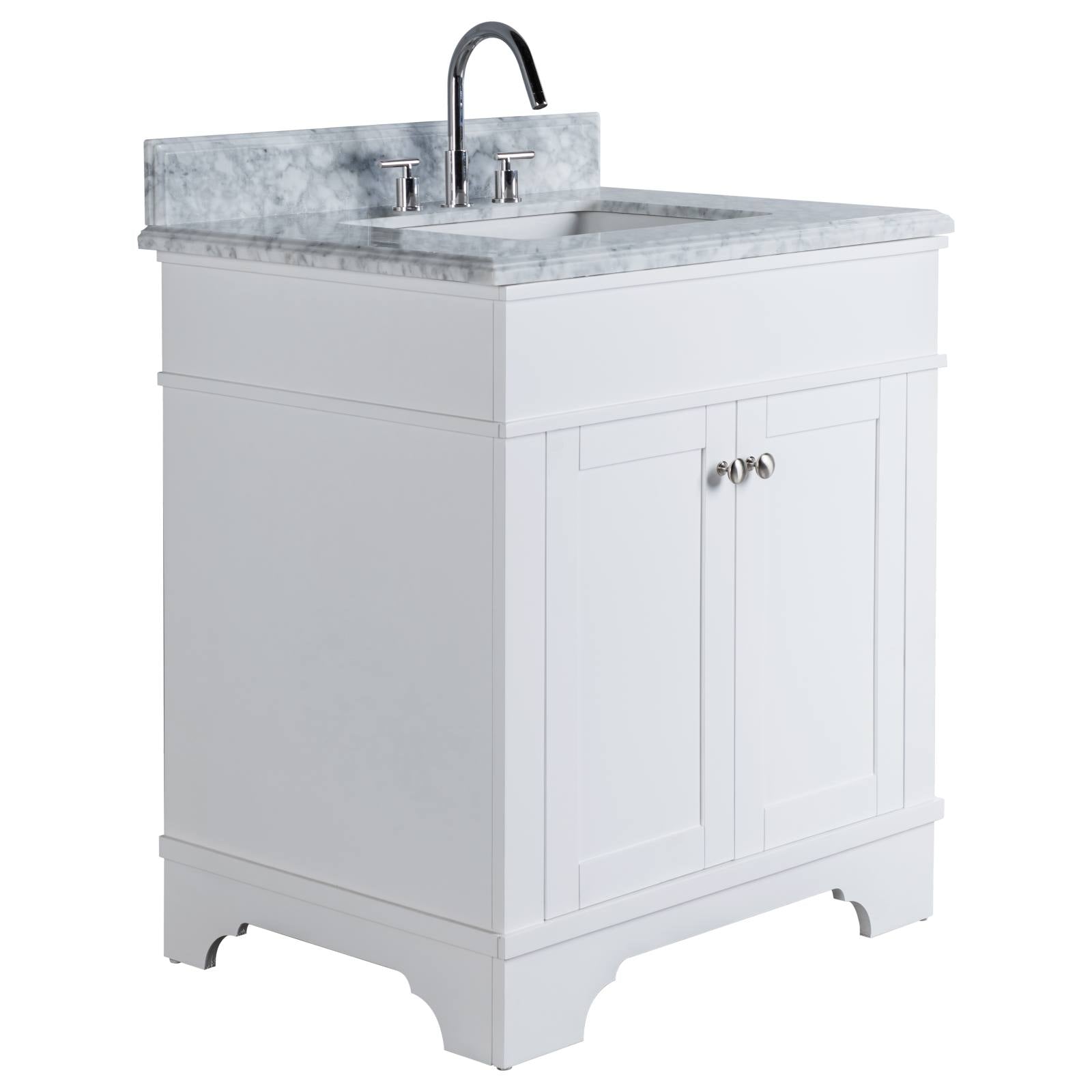 Fremont Marble Top Small Single Vanity, White