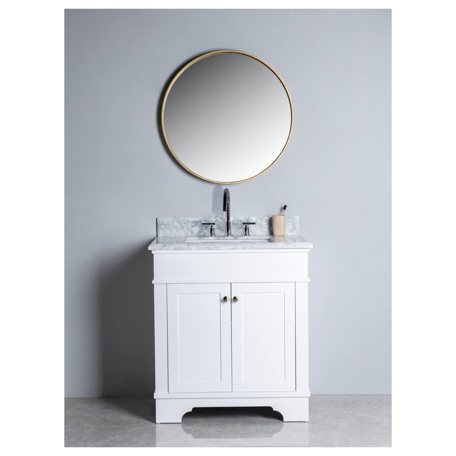 Fremont Marble Top Small Single Vanity, White