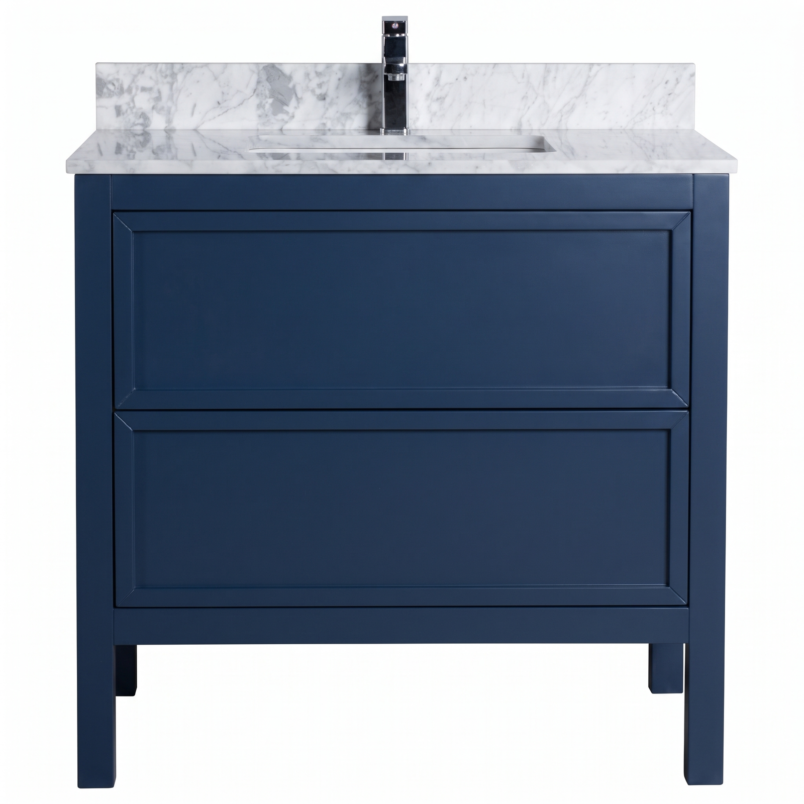 Penfold 90cm Marble Top Single Vanity, Navy Blue