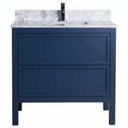 Penfold 90cm Marble Top Single Vanity, Navy Blue
