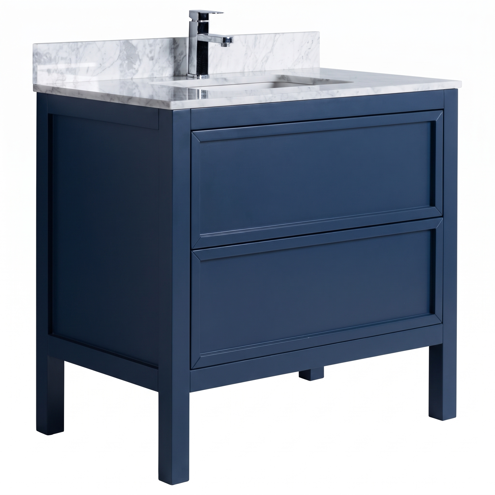 Penfold 90cm Marble Top Single Vanity, Navy Blue