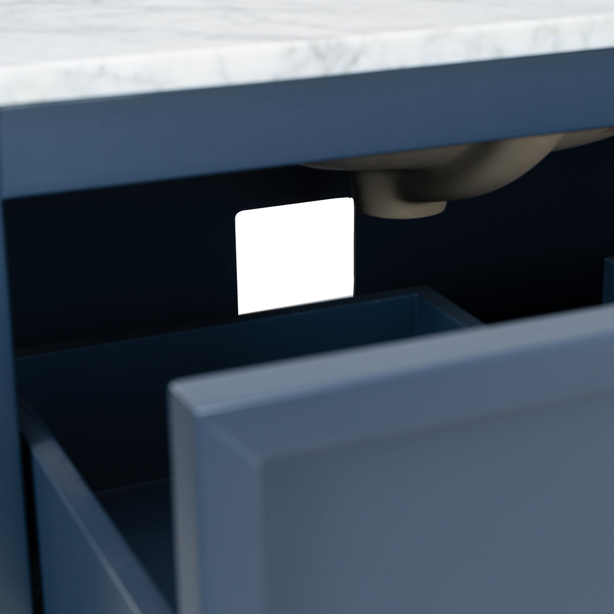 Penfold 90cm Marble Top Single Vanity, Navy Blue