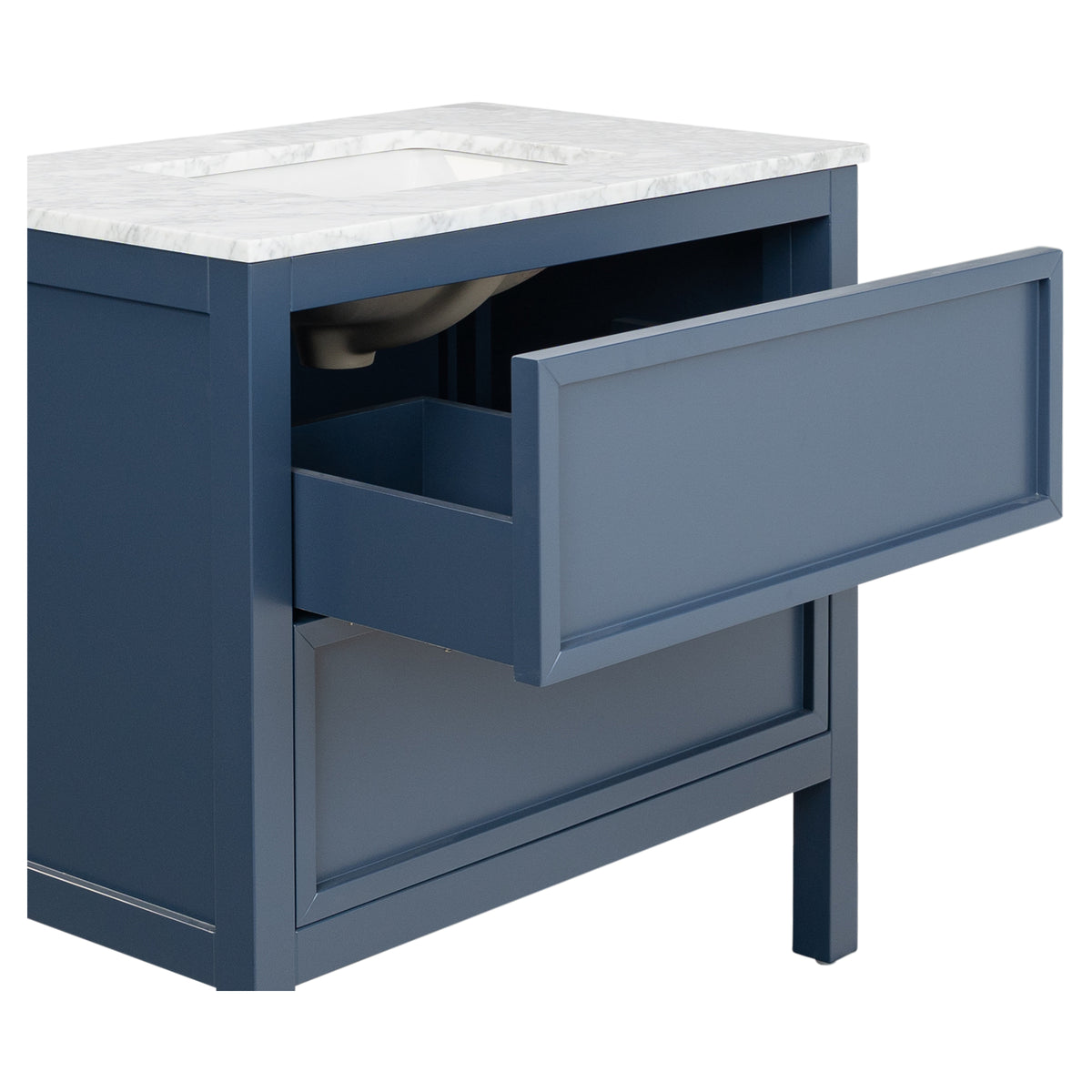 Penfold 90cm Marble Top Single Vanity, Navy Blue
