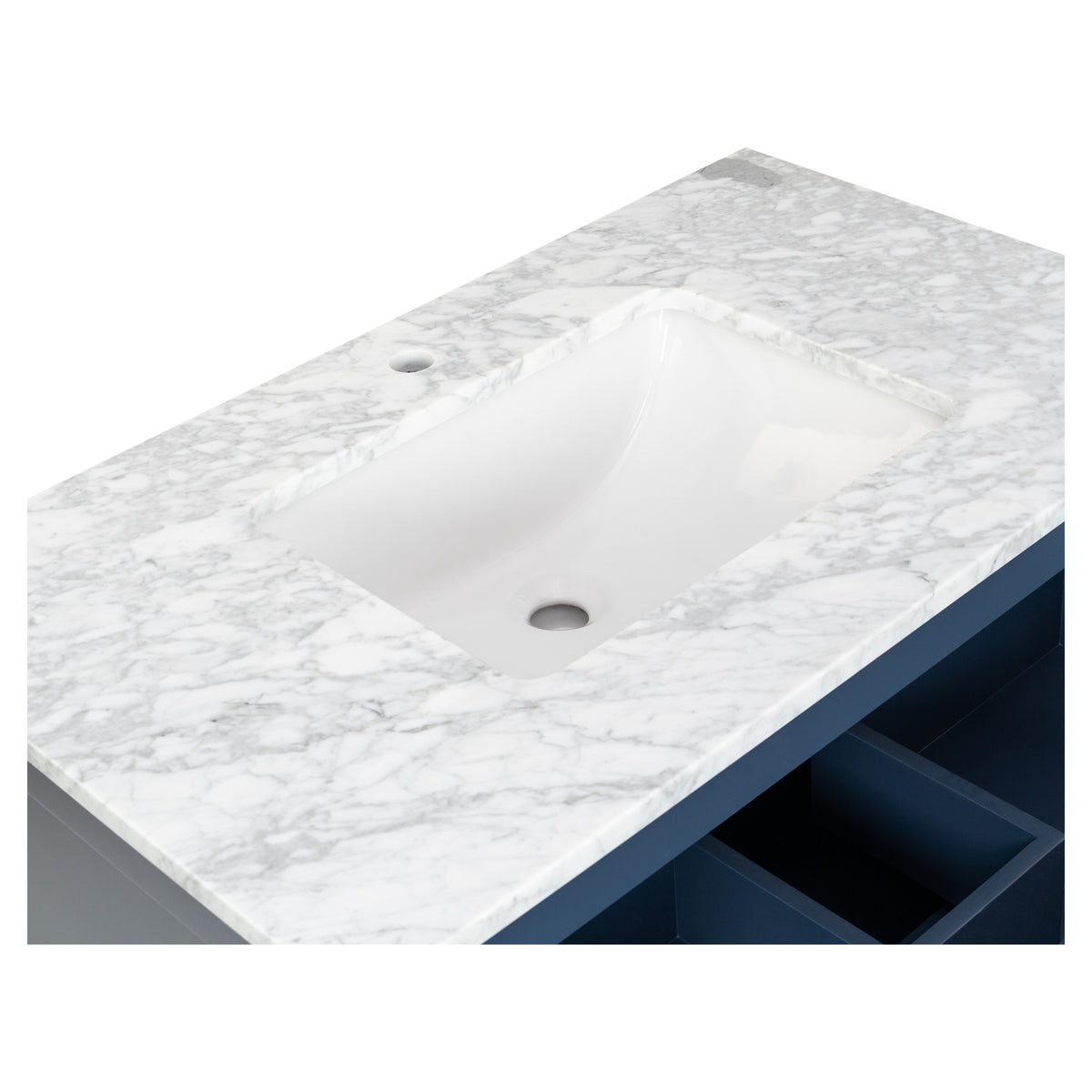 Penfold 90cm Marble Top Single Vanity, Navy Blue