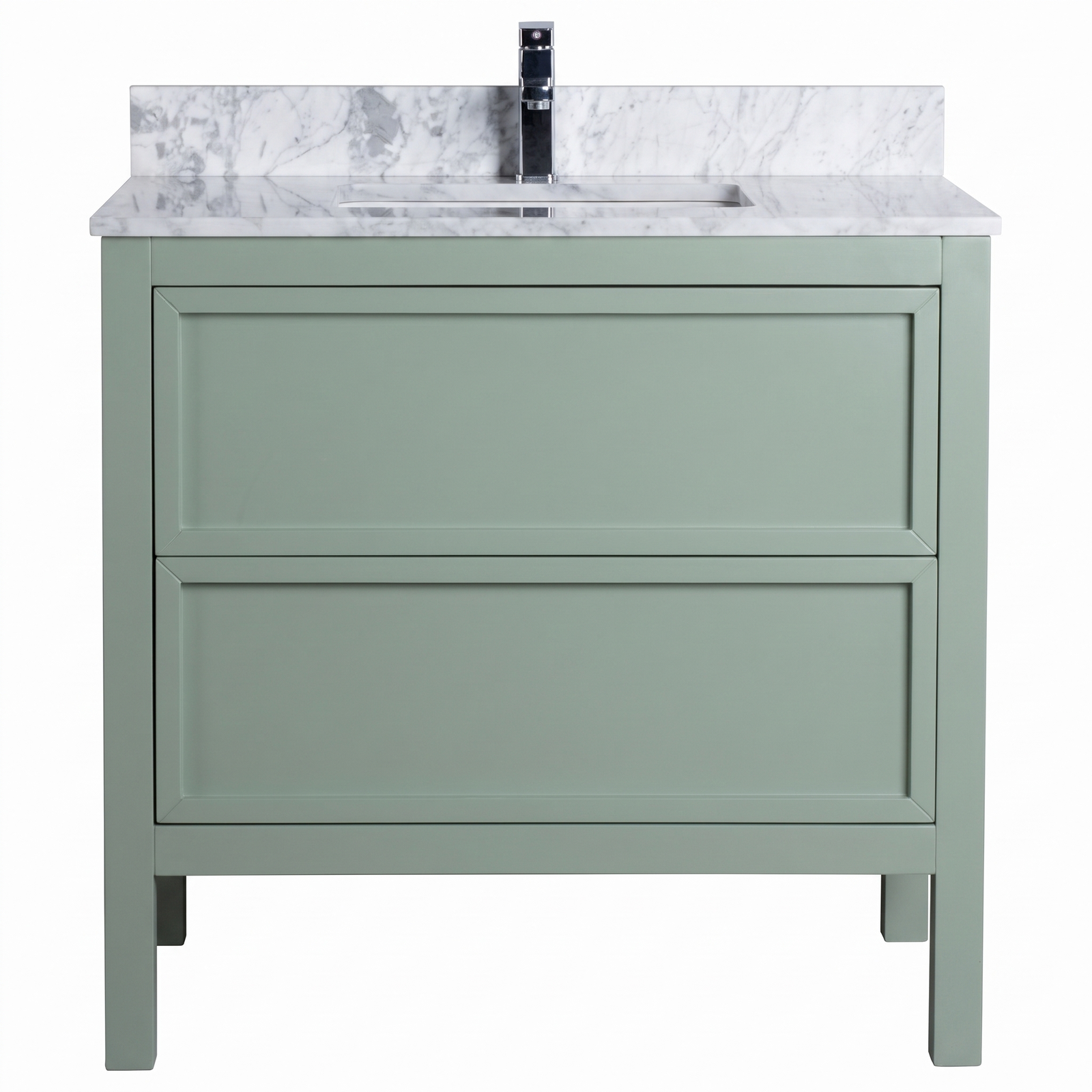 Penfold 90cm Marble Top Single Vanity, Vintage Olive