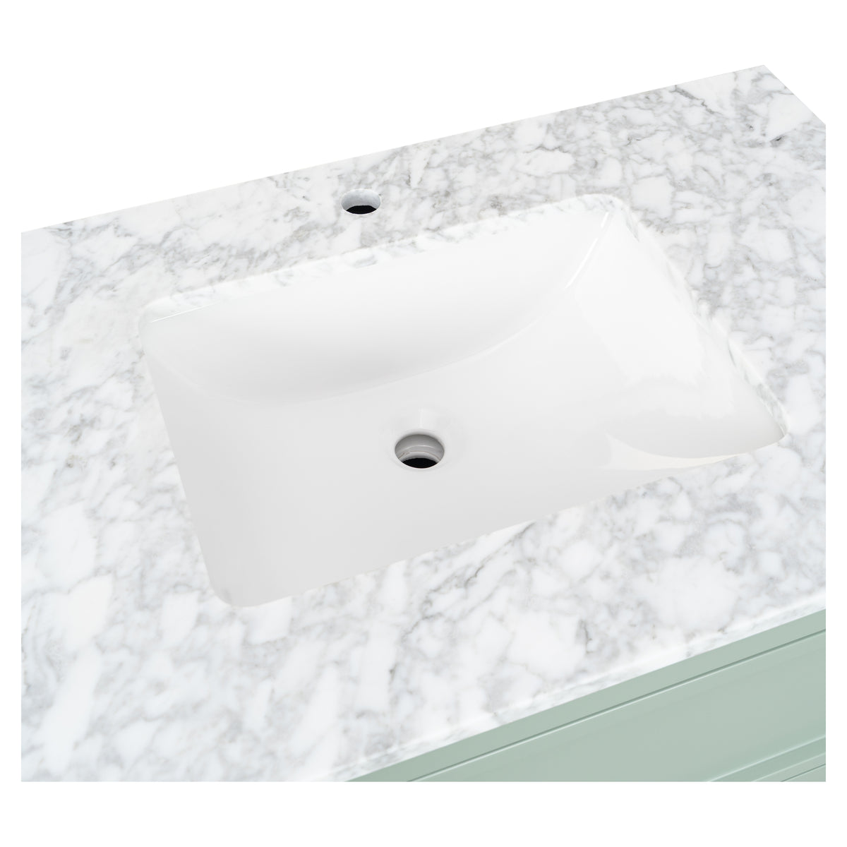 Penfold 90cm Marble Top Single Vanity, Vintage Olive