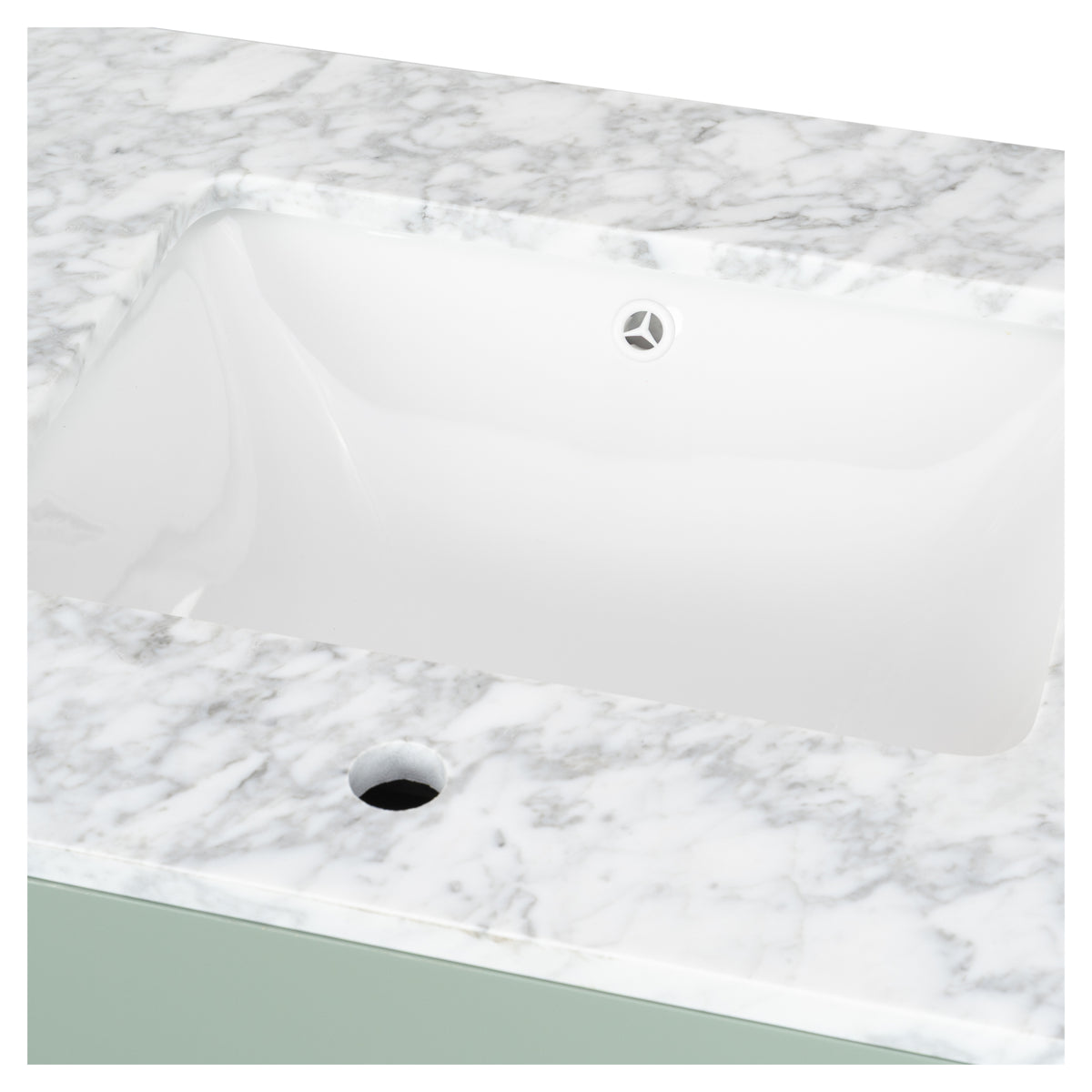 Penfold 90cm Marble Top Single Vanity, Vintage Olive