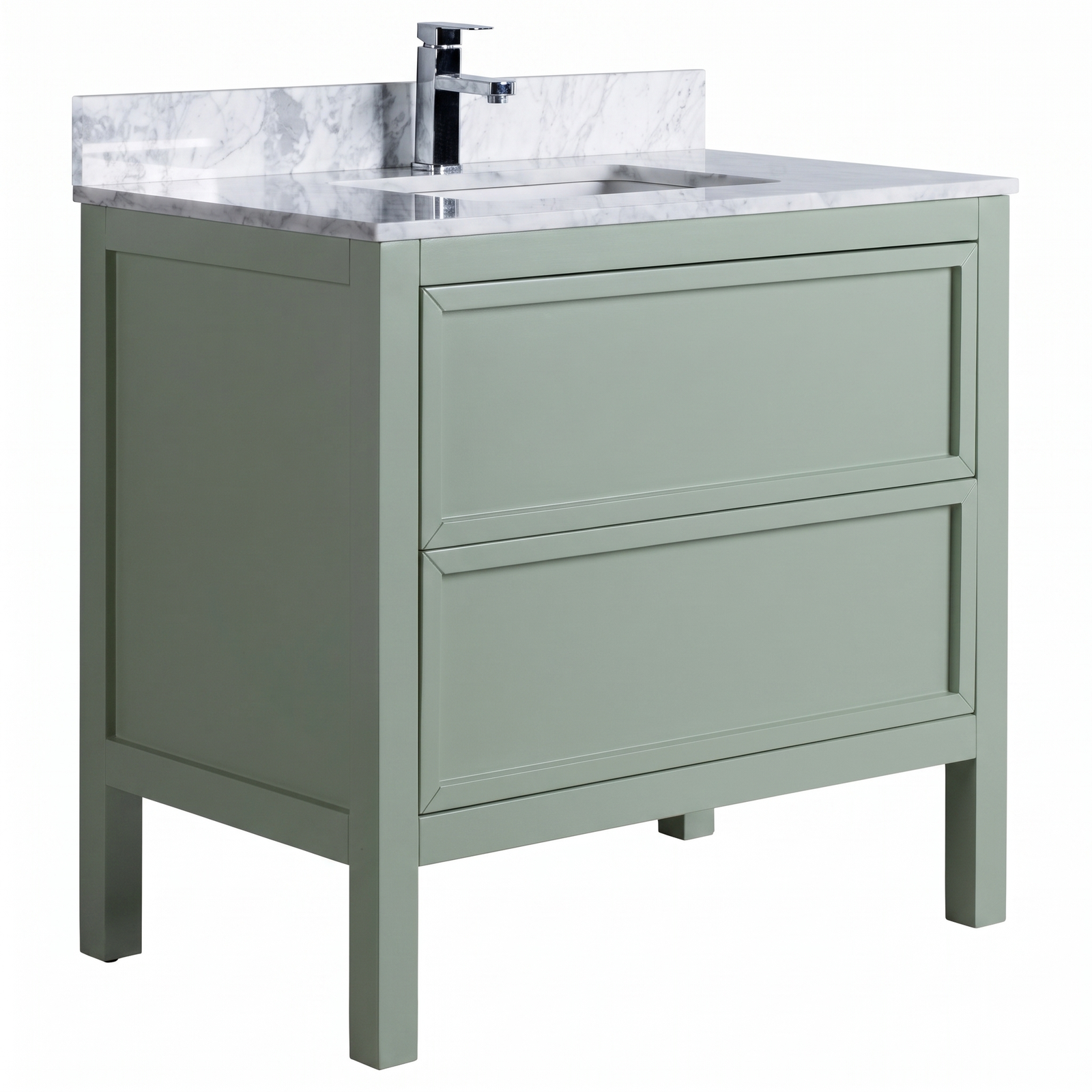 Penfold 90cm Marble Top Single Vanity, Vintage Olive