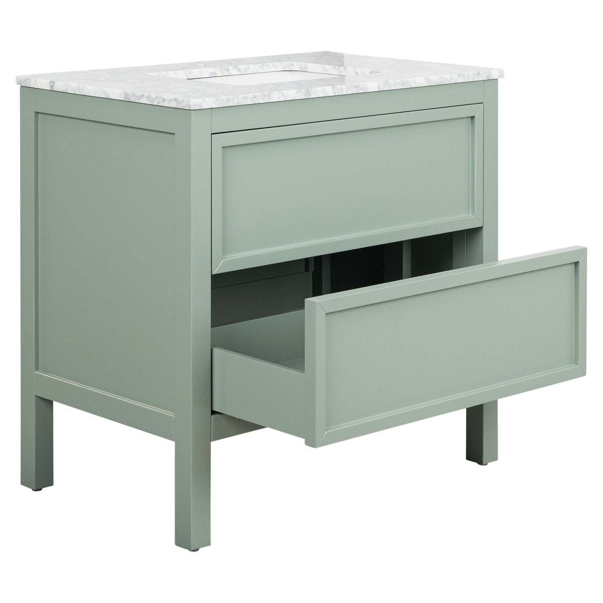 Penfold 90cm Marble Top Single Vanity, Vintage Olive