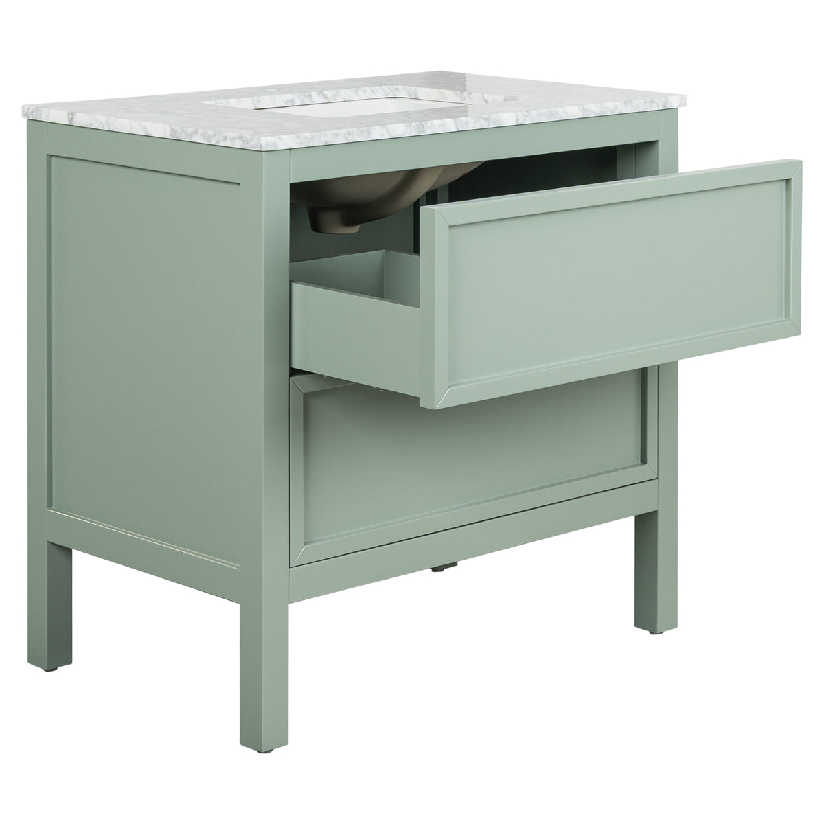 Penfold 90cm Marble Top Single Vanity, Vintage Olive