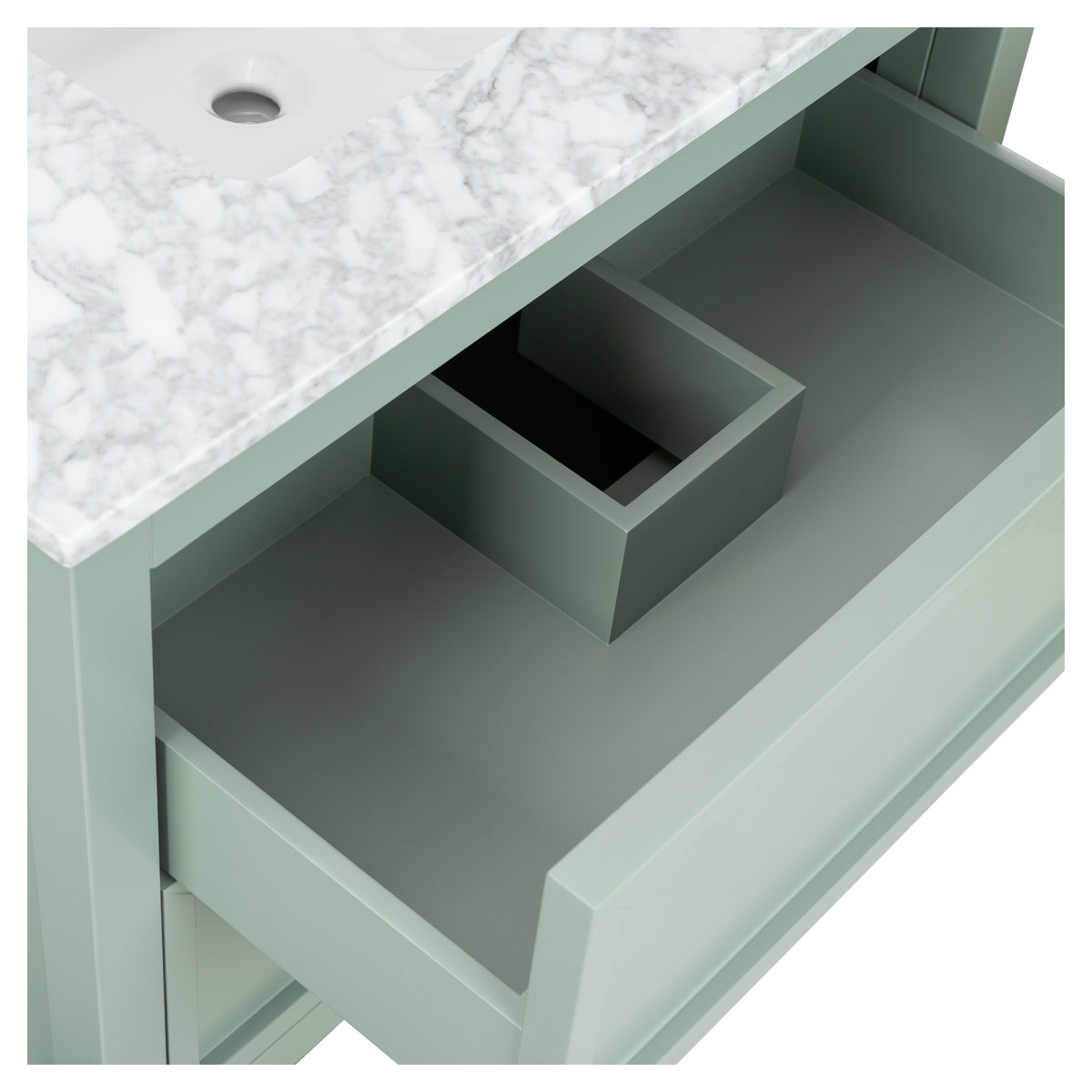 Penfold 90cm Marble Top Single Vanity, Vintage Olive