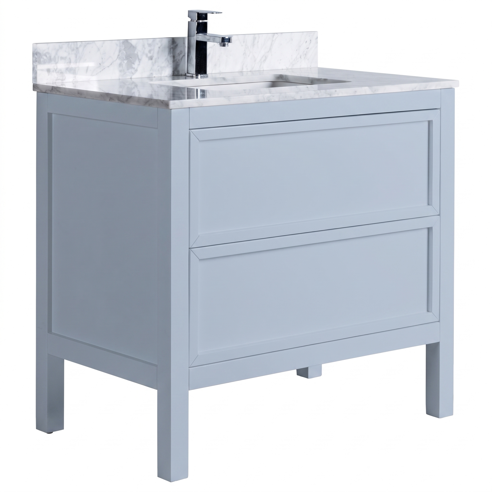 Penfold 90cm Marble Top Single Vanity, Pale Vintage Blue