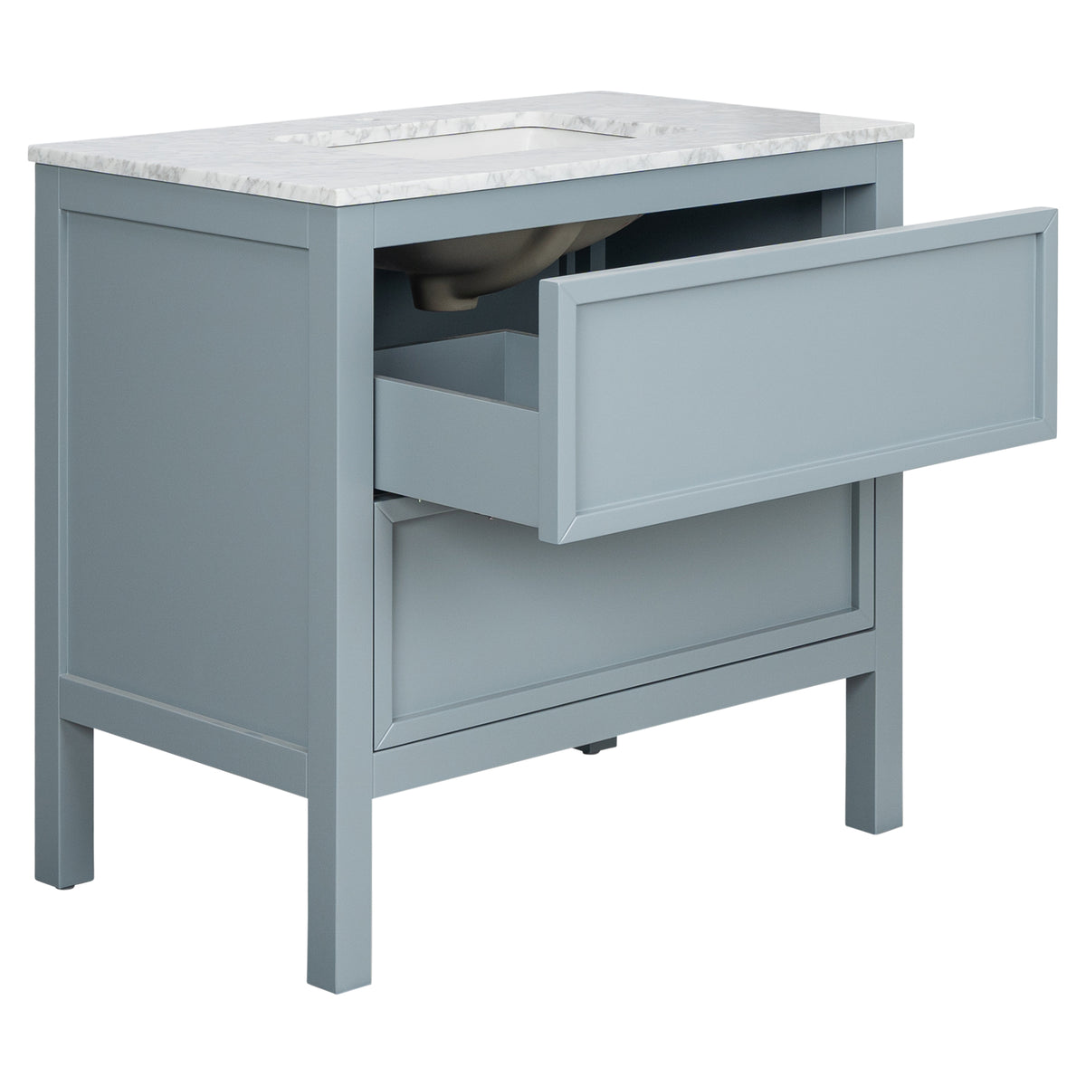 Penfold 90cm Marble Top Single Vanity, Pale Vintage Blue