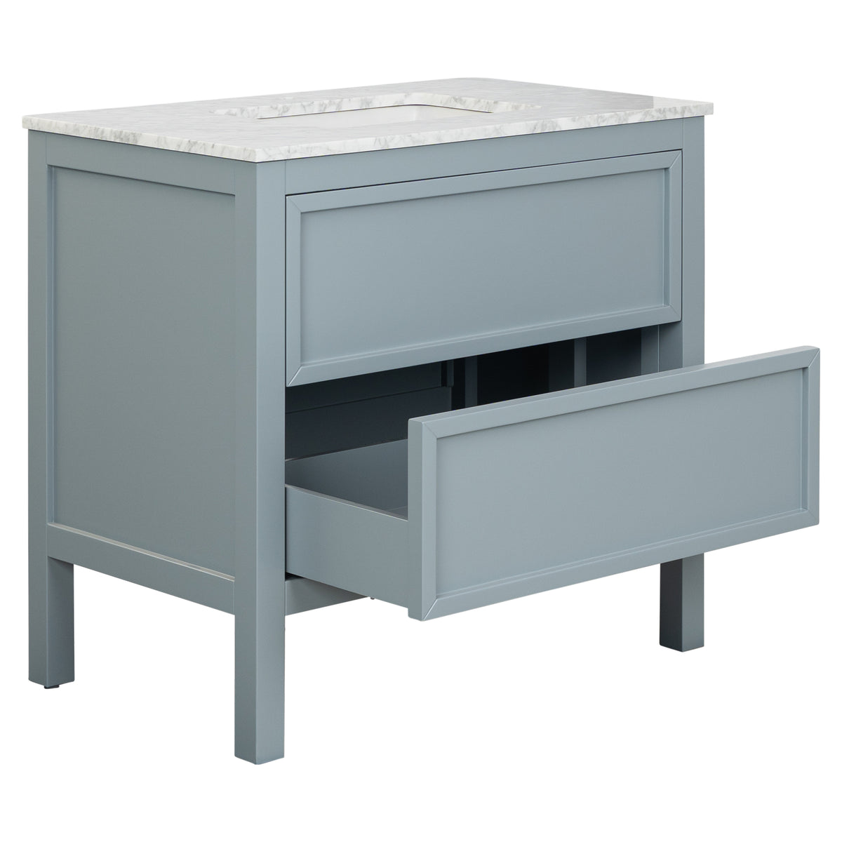 Penfold 90cm Marble Top Single Vanity, Pale Vintage Blue