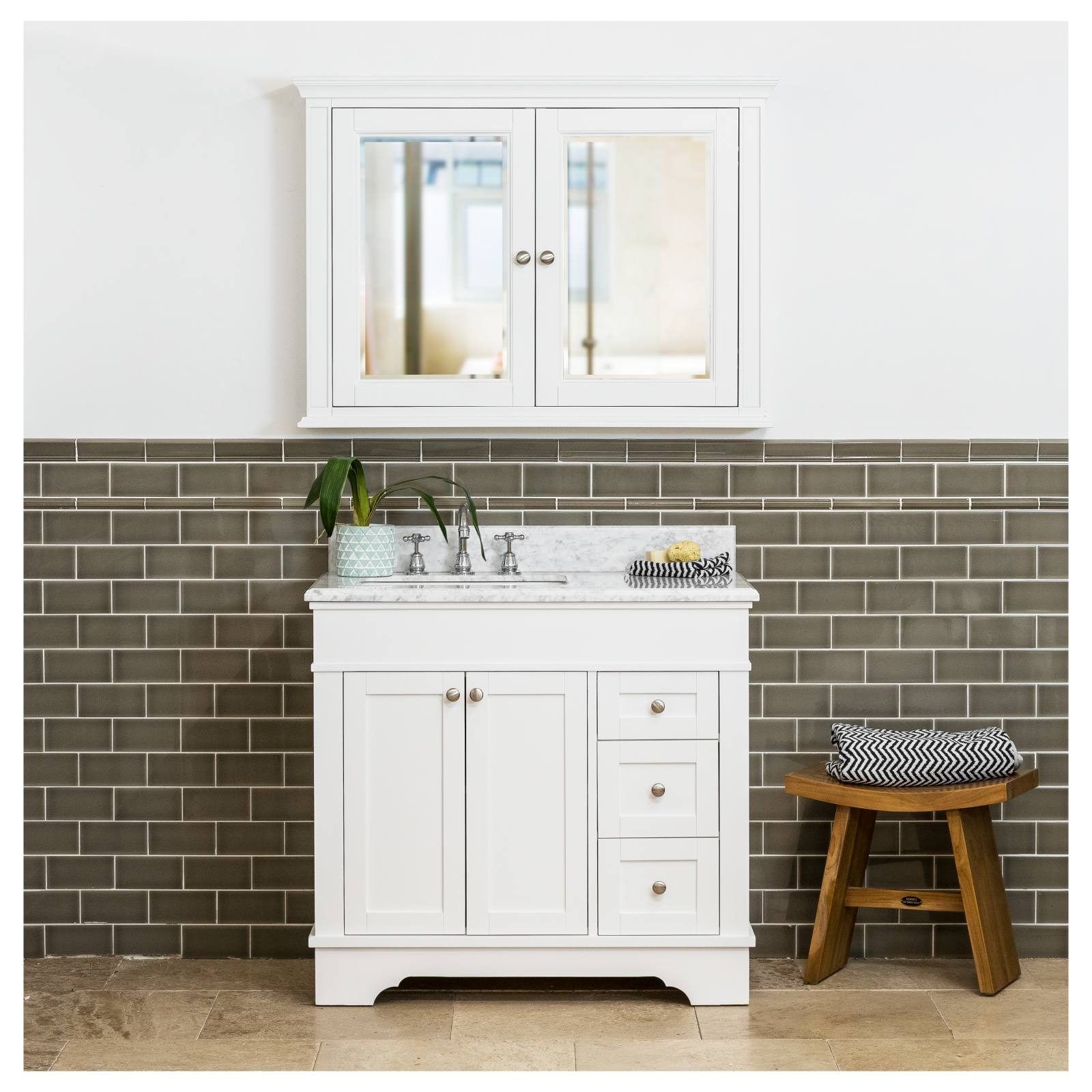 Fremont Marble Top Medium Vanity, White