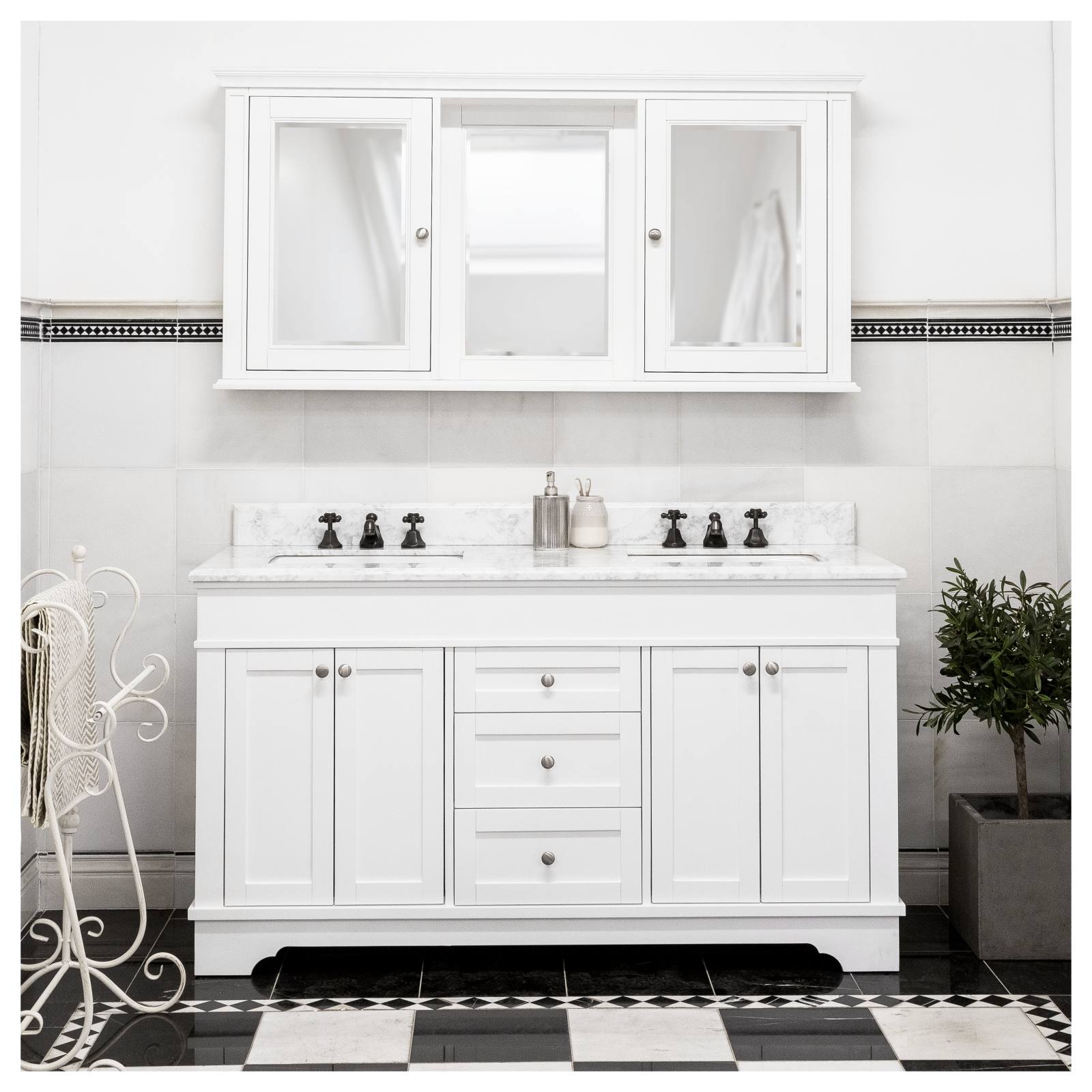 Fremont Marble Top Small Double Vanity, White