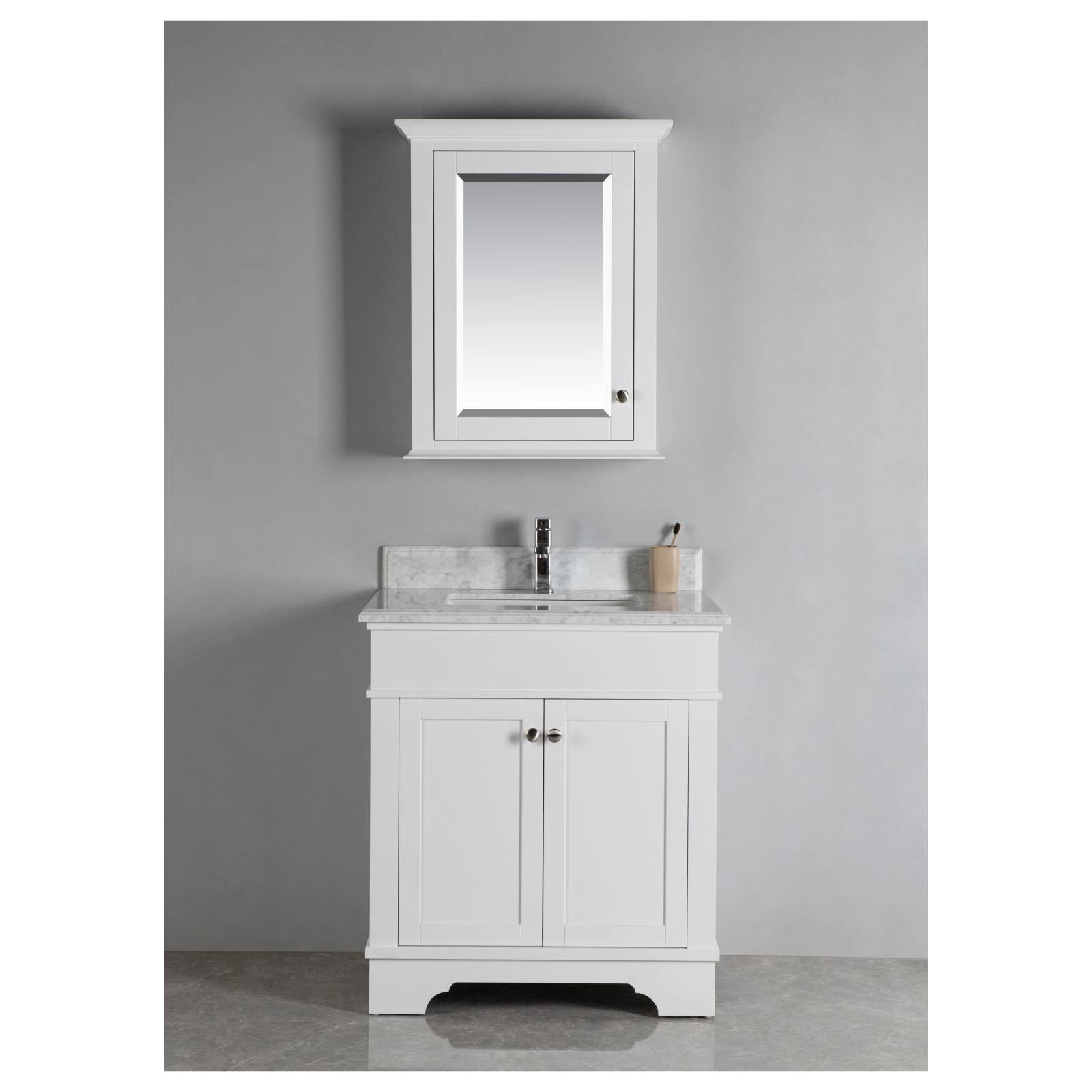 Shaker Mirror Timber Cabinet, White