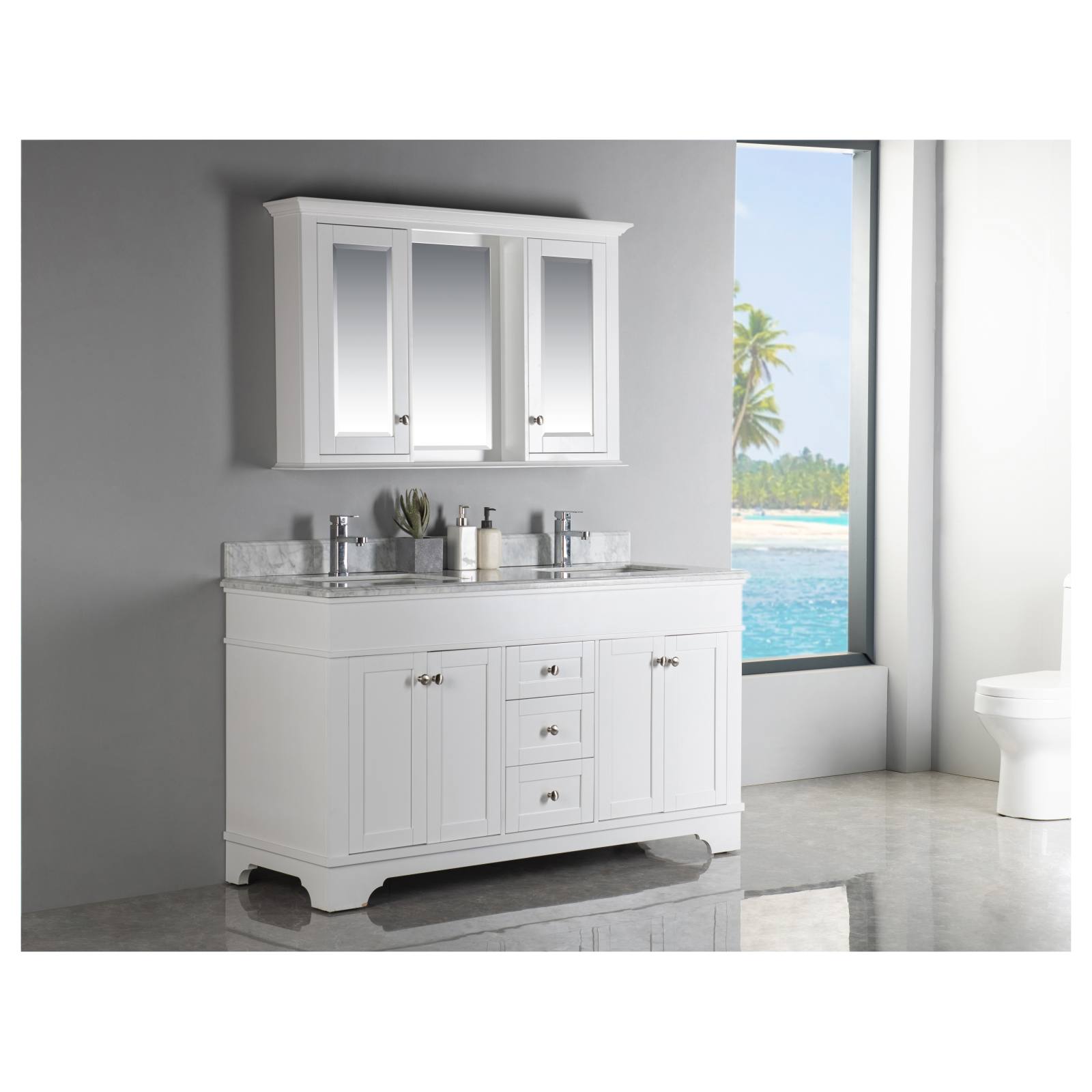 Shaker Timber Mirror Cabinet, White