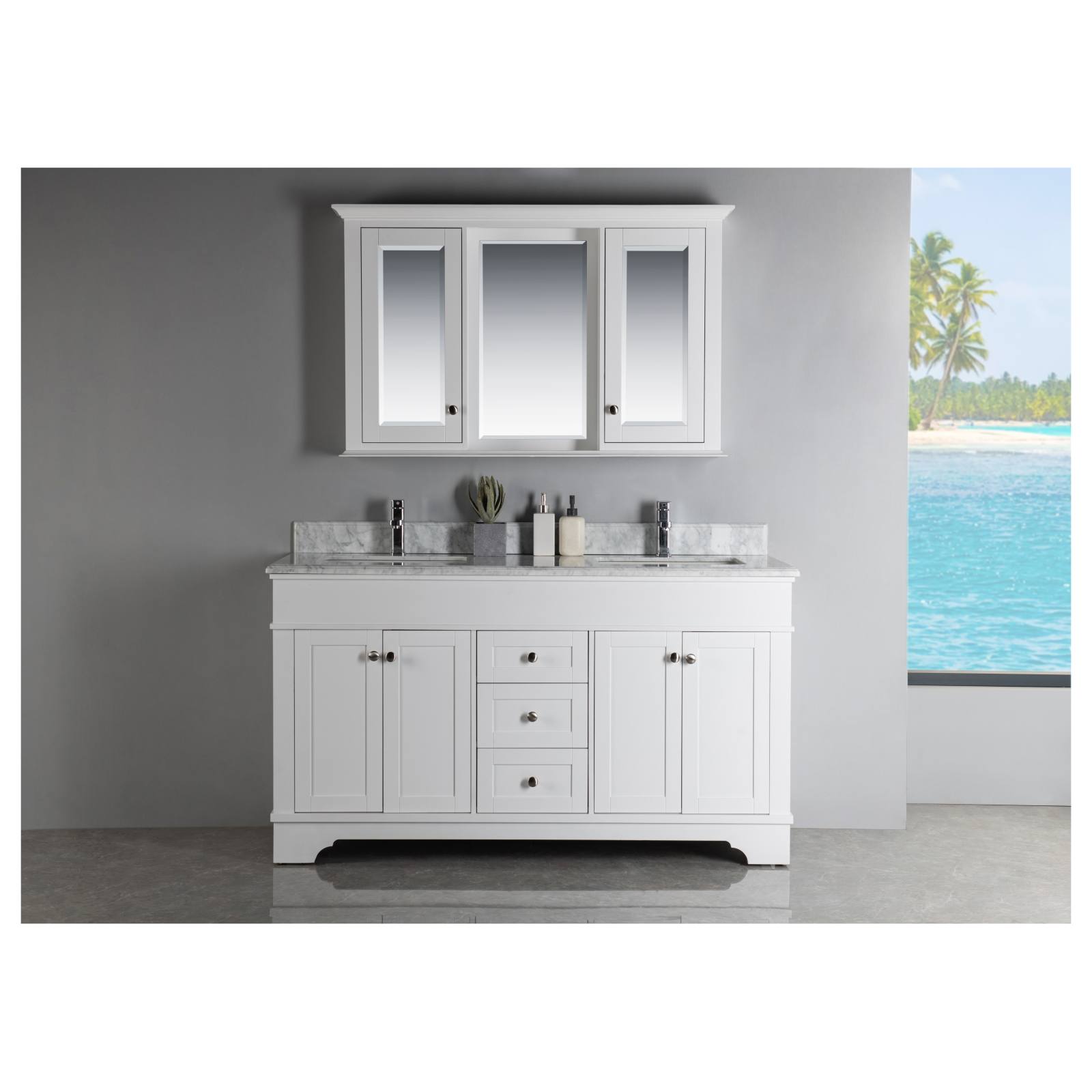 Shaker Timber Mirror Cabinet, White