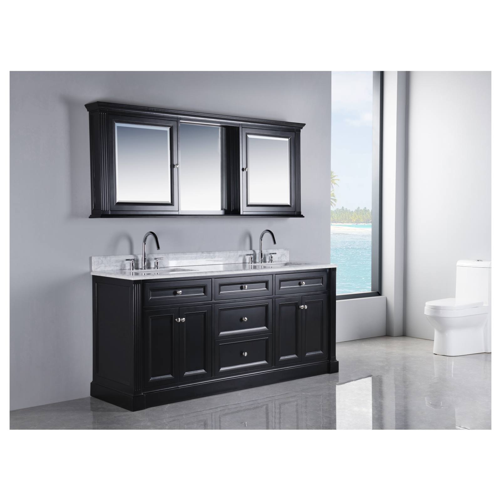 OC Classique 1800mm Black Mirror Cabinet