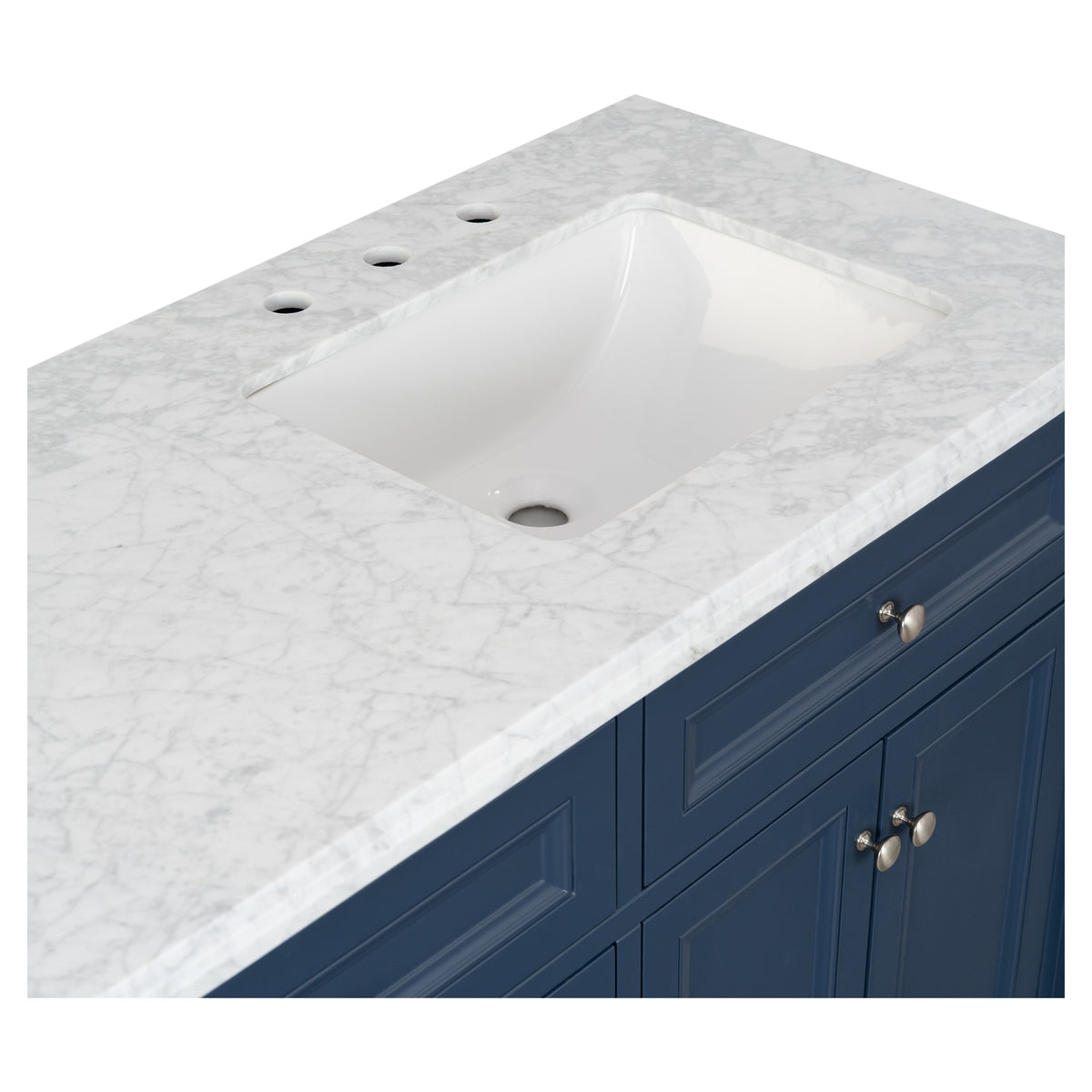 OC Classique 1800mm Marble Top Single Vanity, Navy Blue