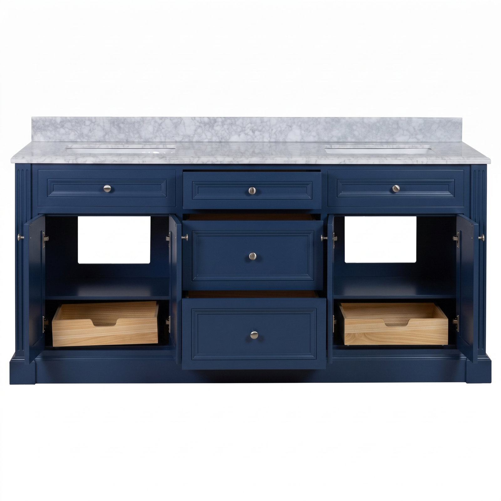 OC Classique 1800mm Marble Top Single Vanity, Navy Blue