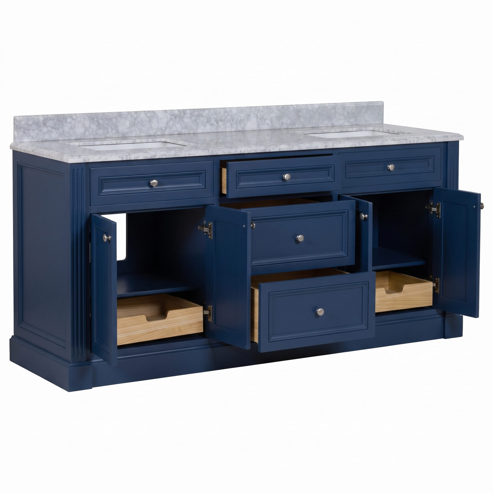 OC Classique 1800mm Marble Top Single Vanity, Navy Blue